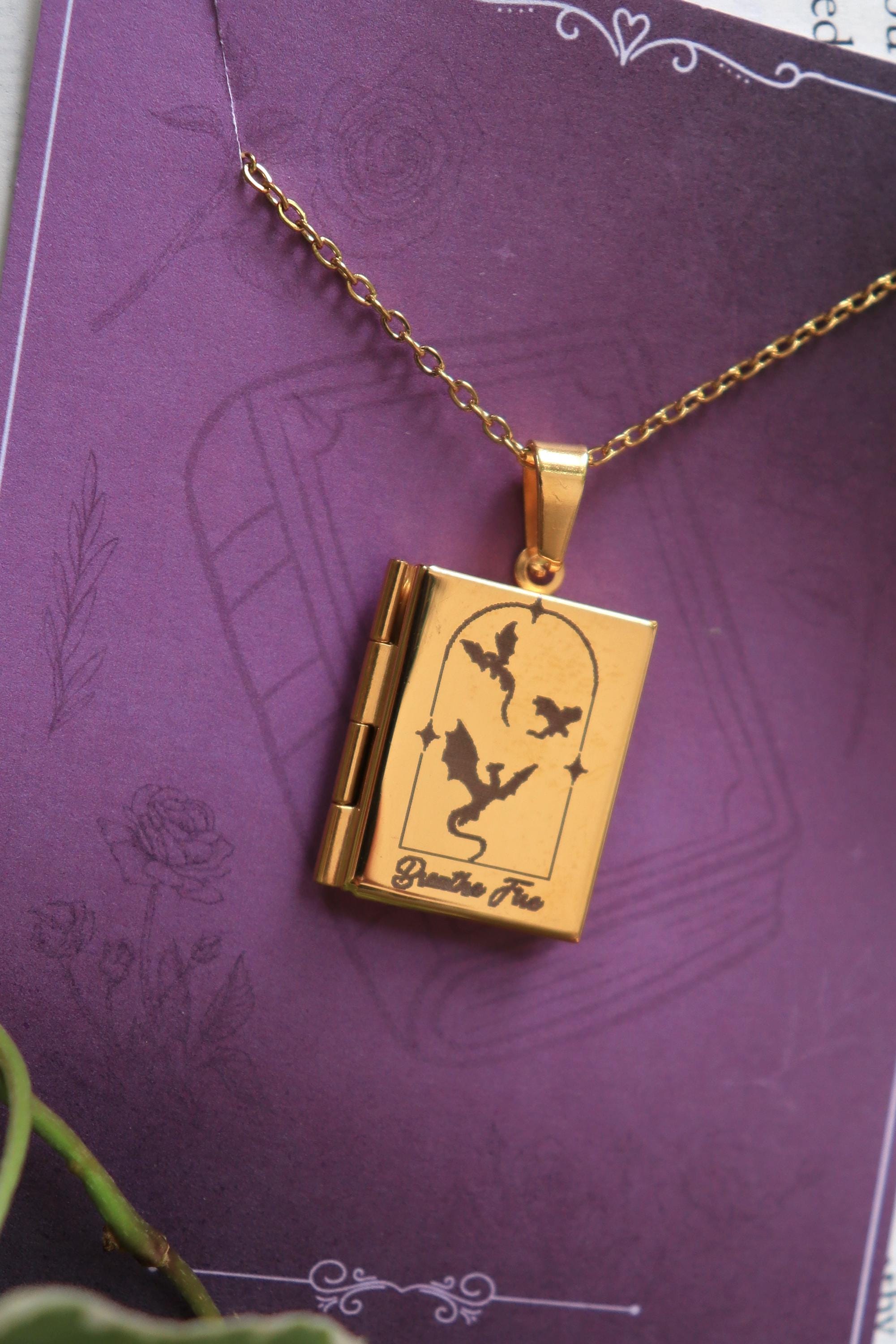 Romance Genre Book Locket necklace, Fantasy Dark Romance Cowboy necklace, silver gold stainless steel, bookish reader gift, picture locket