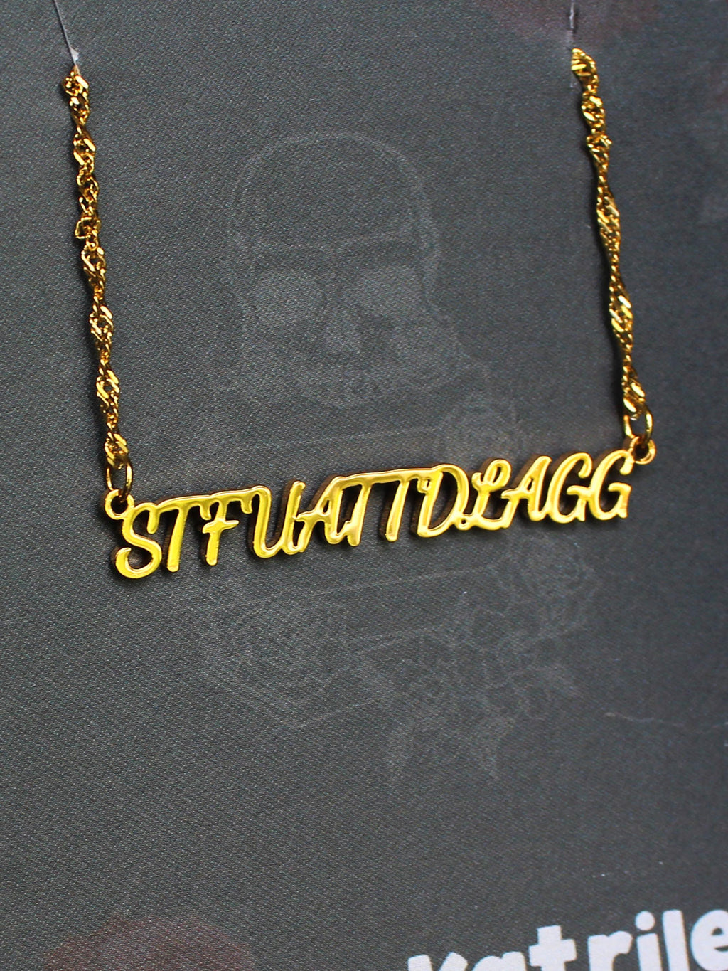STFUATTDLAGG Stainless Steel Dark Romance Necklace, book bestie, laser cut name necklace, gold silver, bookish merch gift for reader booktok
