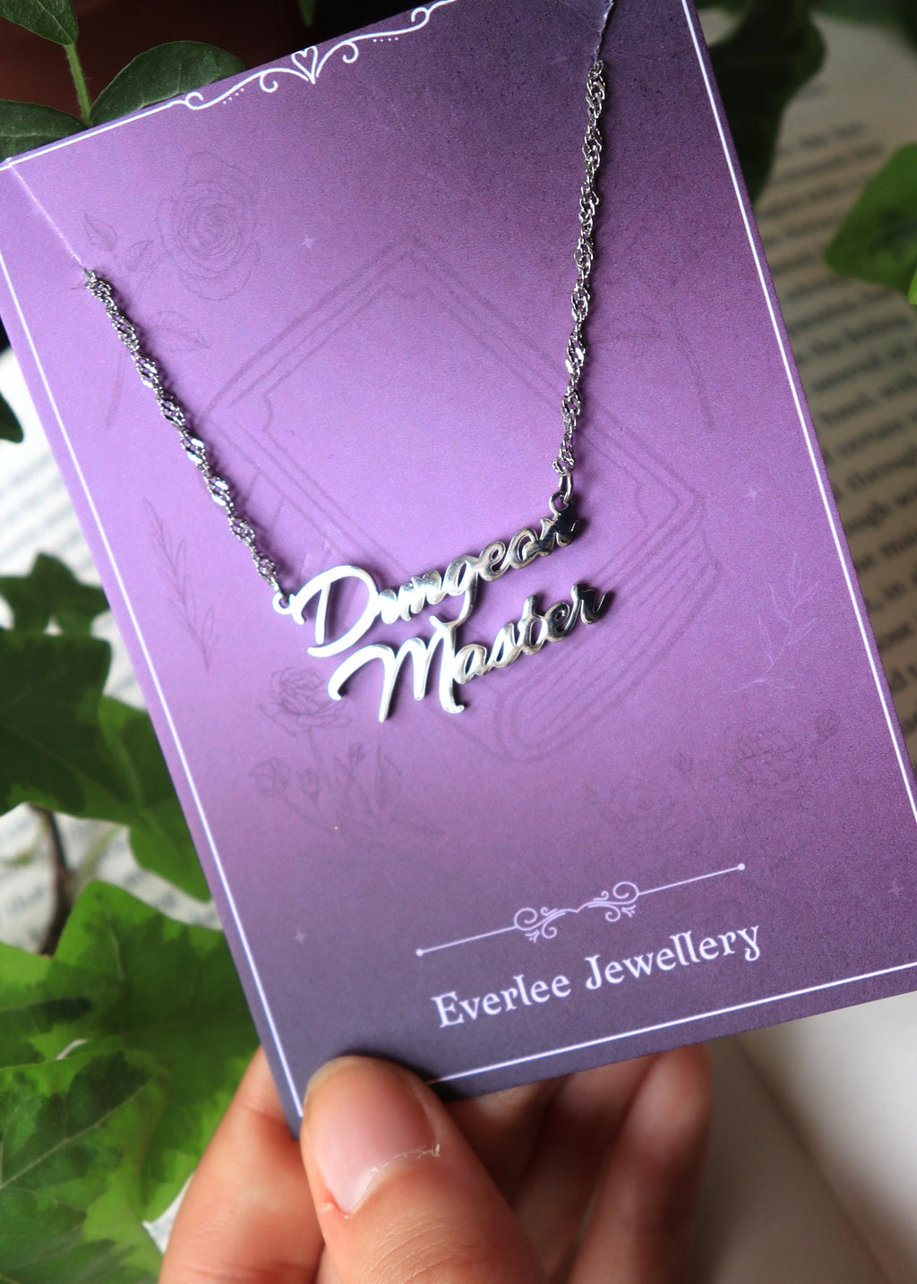 Dungeon Master Stainless Steel Necklace, Monogram Name Jewellery in Gold and Silver