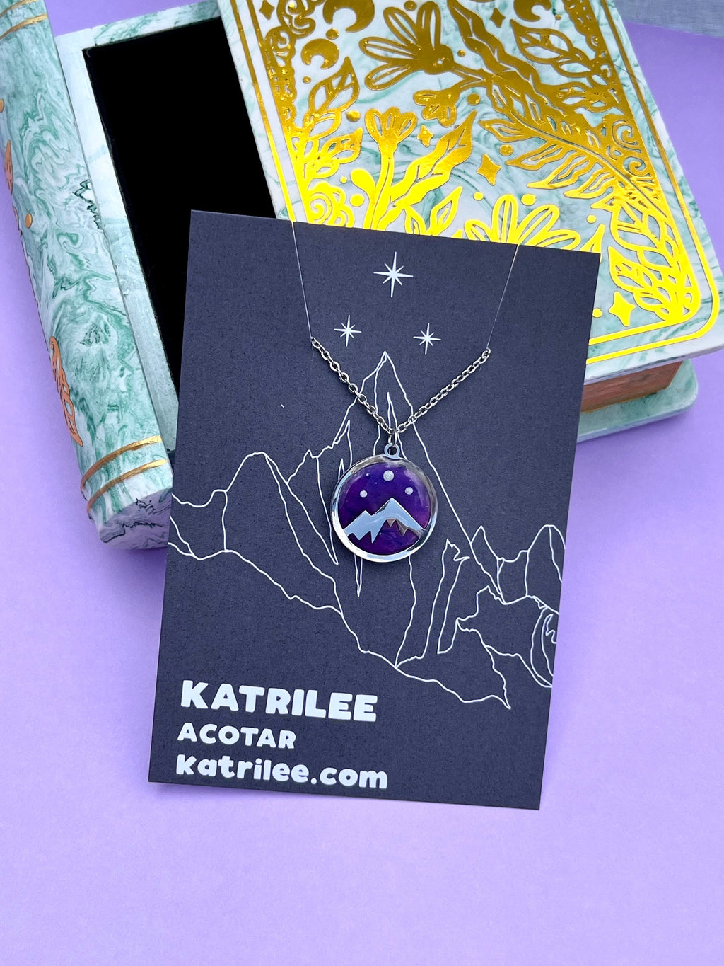 Officially Licenced ACOTAR Velaris Night Court City Of Dreams Feyre Rhysand Silver and Gold Pendant Necklace, Mist and Fury Fae Night Sky