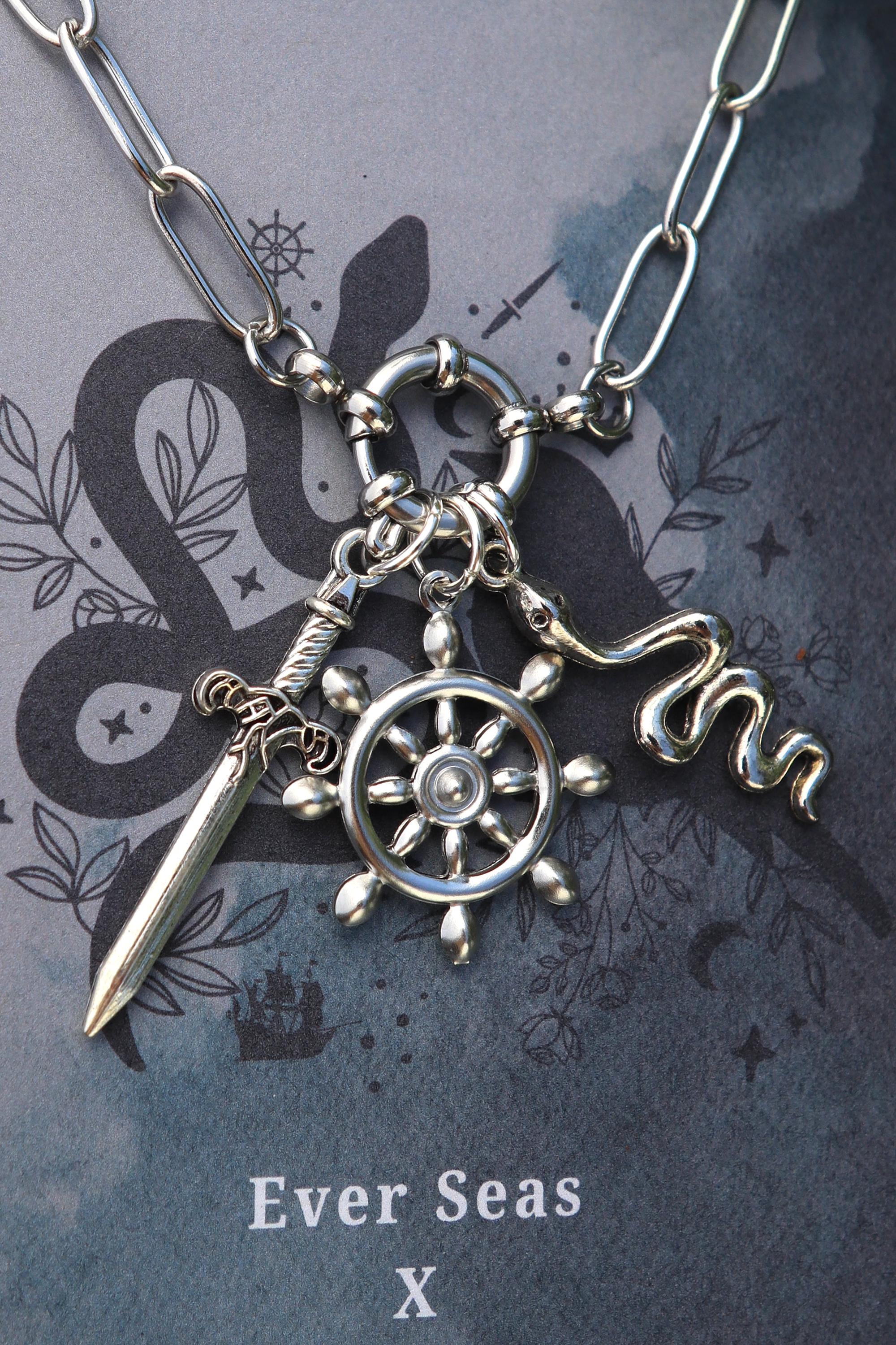 Ever King Charm Necklace: Pirate Fantasy Stainless Steel Jewelry