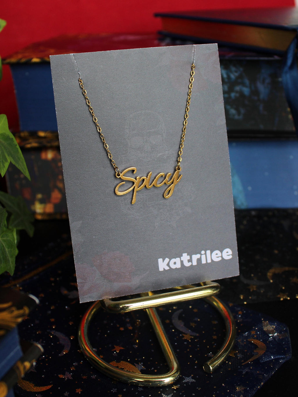 Spicy Stainless Steel Necklace, book bestie gift, laser cut name necklace, gold silver, bookish merch, gift for reader, booktok bookstagram