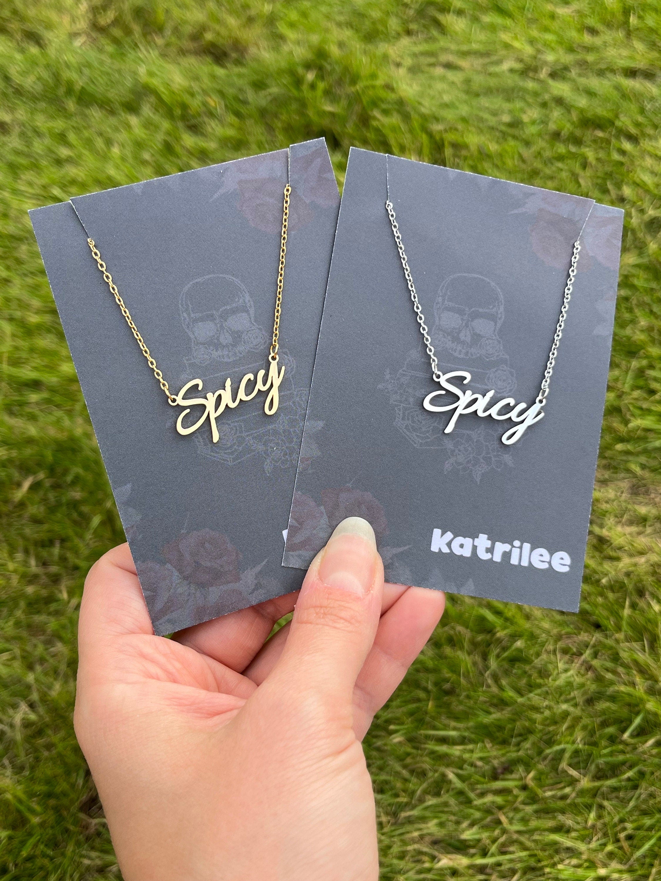 Spicy Stainless Steel Necklace, book bestie gift, laser cut name necklace, gold silver, bookish merch, gift for reader, booktok bookstagram