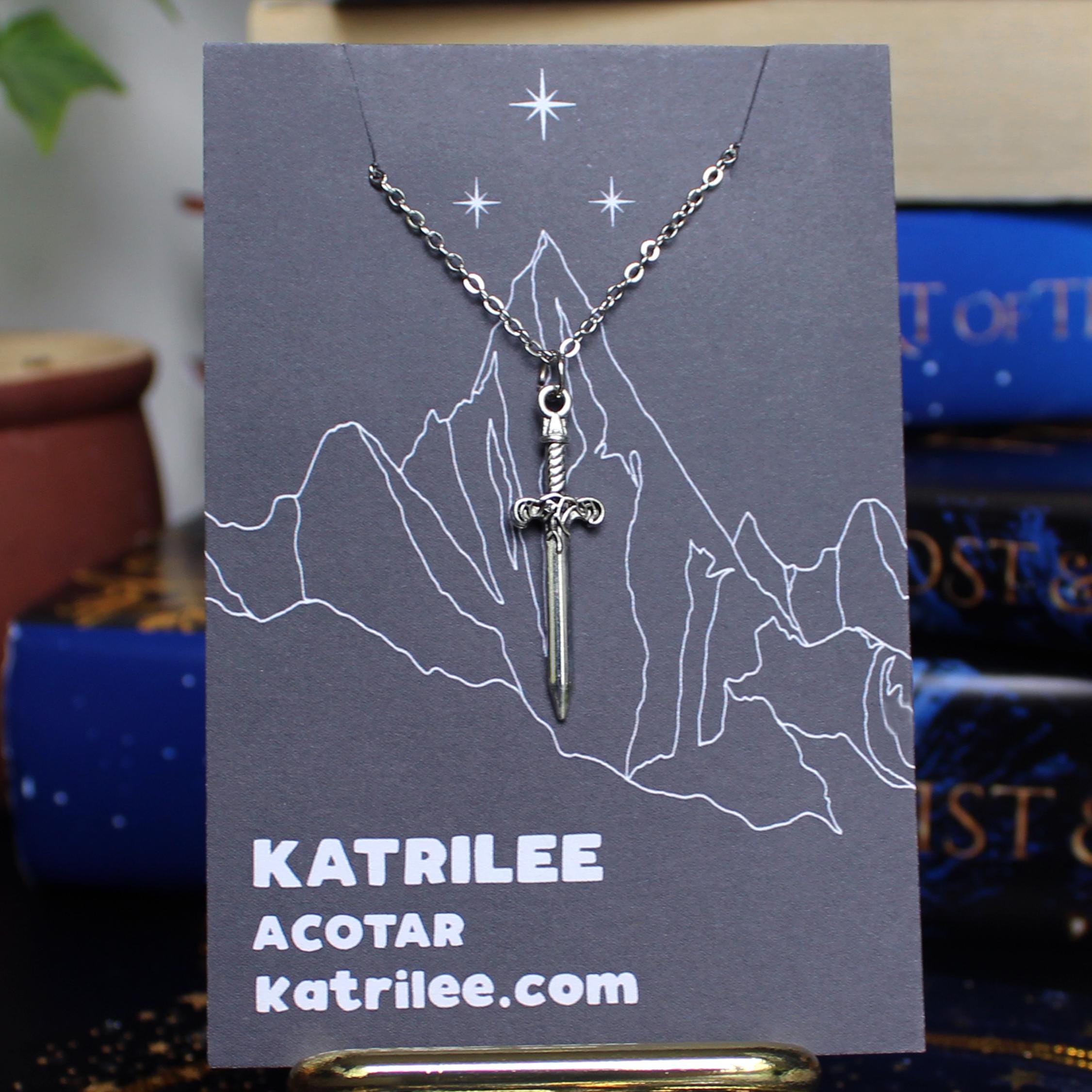 Officially Licenced ACOTAR Nesta Valkyrie Sword Necklace, Surgical Steel, Book Series, Bookish Gifts, A Court of Silver Flames Fantasy Merch