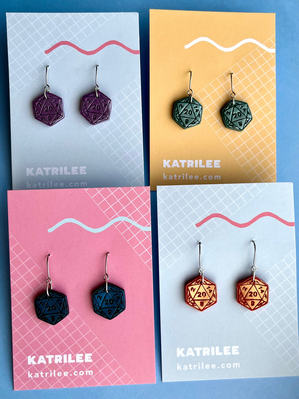 D20 Dice Dangle Earrings, Polymer Clay, Role Playing Games, DnD Board Games, Gothic, Fantasy, Dragon Dungeon Game Geeky Dungeon Master Gifts