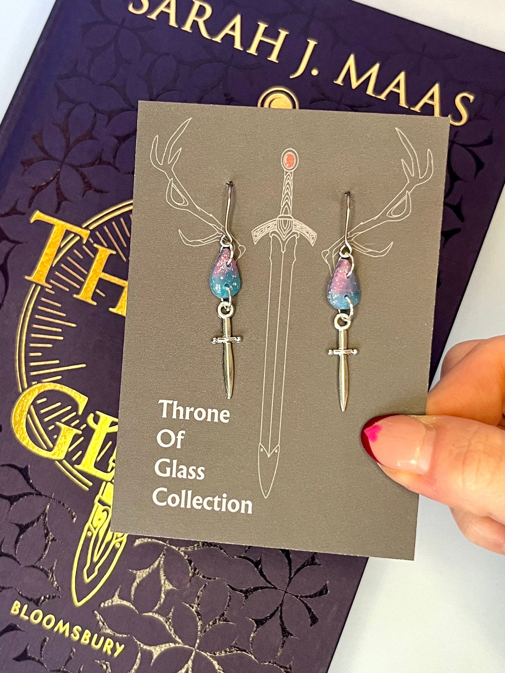 Officially Licenced Aelin Galathynius Fireheart Sword Stainless Steel Earrings, Throne of Glass Merch, Fantasy Books, Silver, Bookish Gift