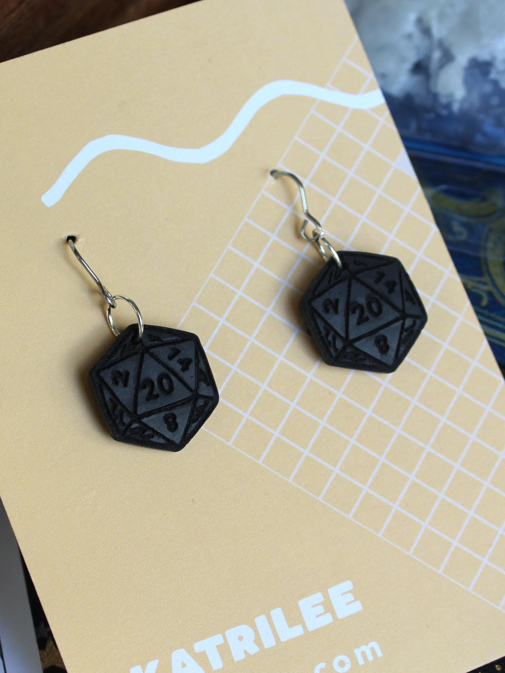 D20 Dice Dangle Earrings, Polymer Clay, Role Playing Games, DnD Board Games, Gothic, Fantasy, Dragon Dungeon Game Geeky Dungeon Master Gifts
