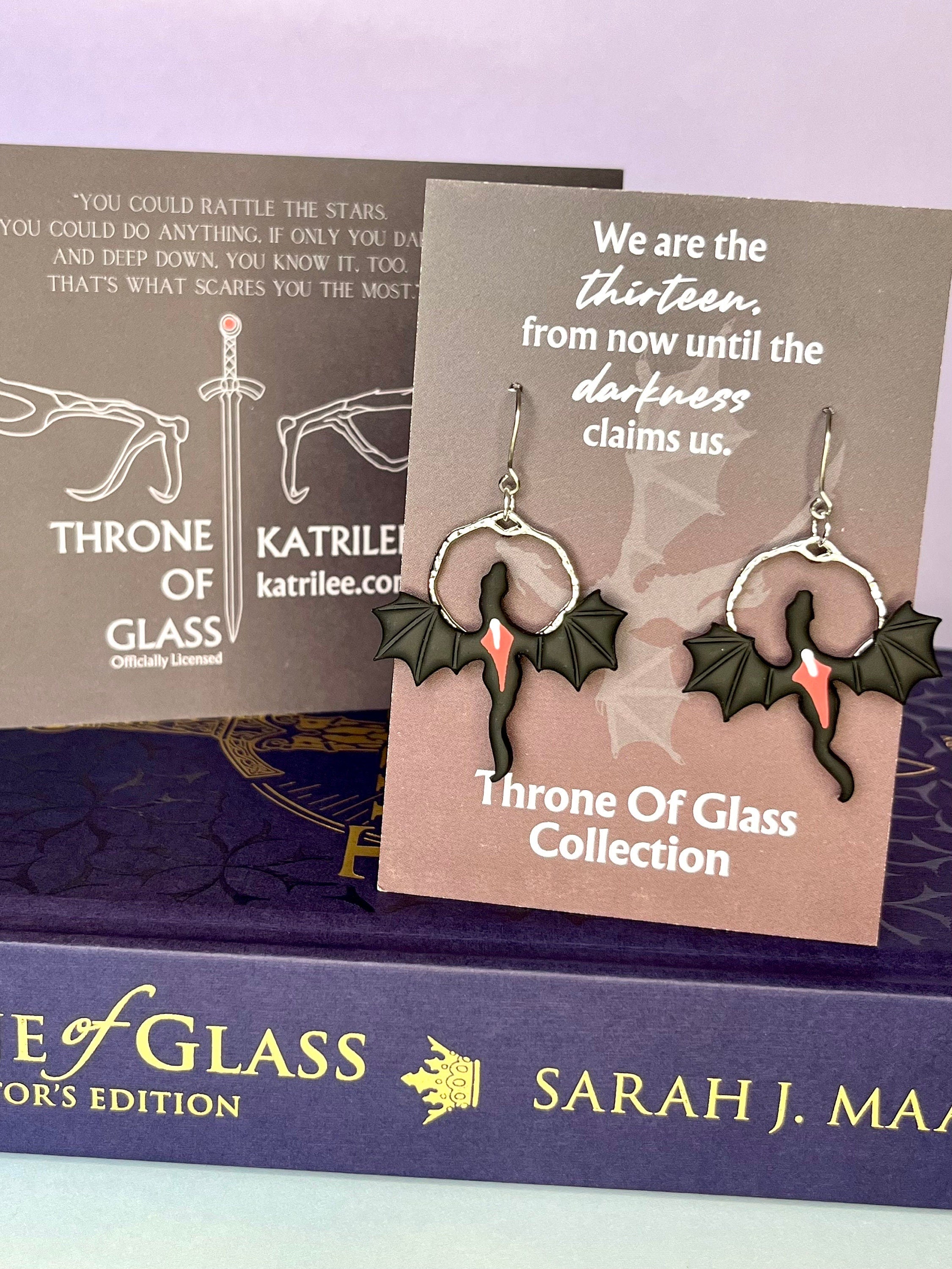 Officially Licensed Manon Blackbeak Wyvern Earrings, Handmade Polymer Clay Stainless Steel, Throne of Glass Merch Bookish Gifts Sarah J Maas