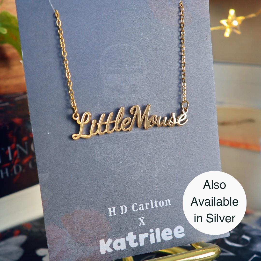 Haunting Adeline Little Mouse Stainless Steel Gold and Silver Name Necklace, H D Carlton Dark Romance Bookish Merch, Gift For Reader