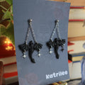 Black Dragon Stainless Steel Dangle Earrings, Star and Moon Design