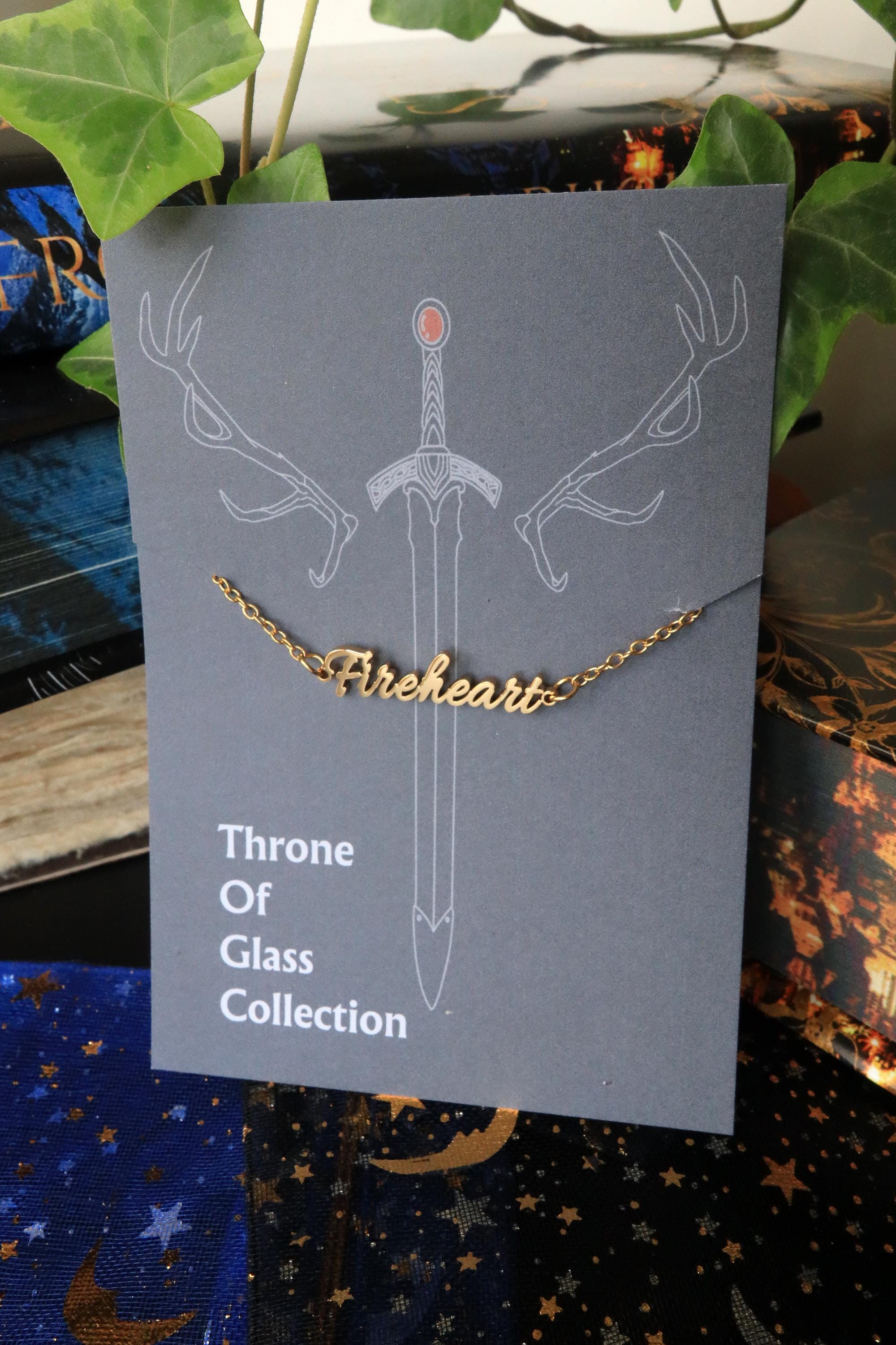 Officially Licenced Fireheart Stainless Steel Bracelet, Throne of Glass Merch, Bookish Gifts, Silver Gold Necklace Fantasy Romance Reader