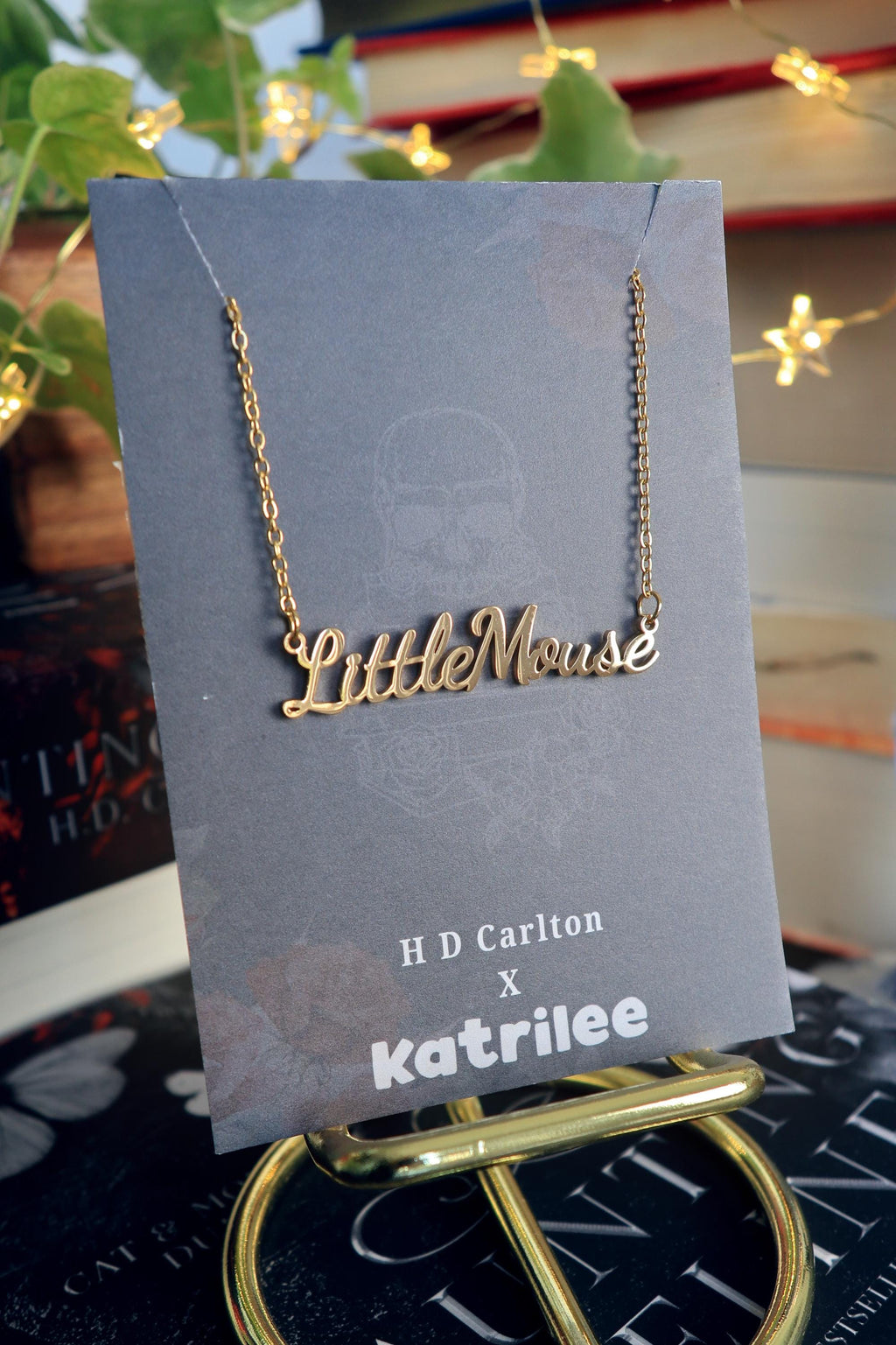Haunting Adeline Little Mouse Stainless Steel Gold and Silver Name Necklace, H D Carlton Dark Romance Bookish Merch, Gift For Reader