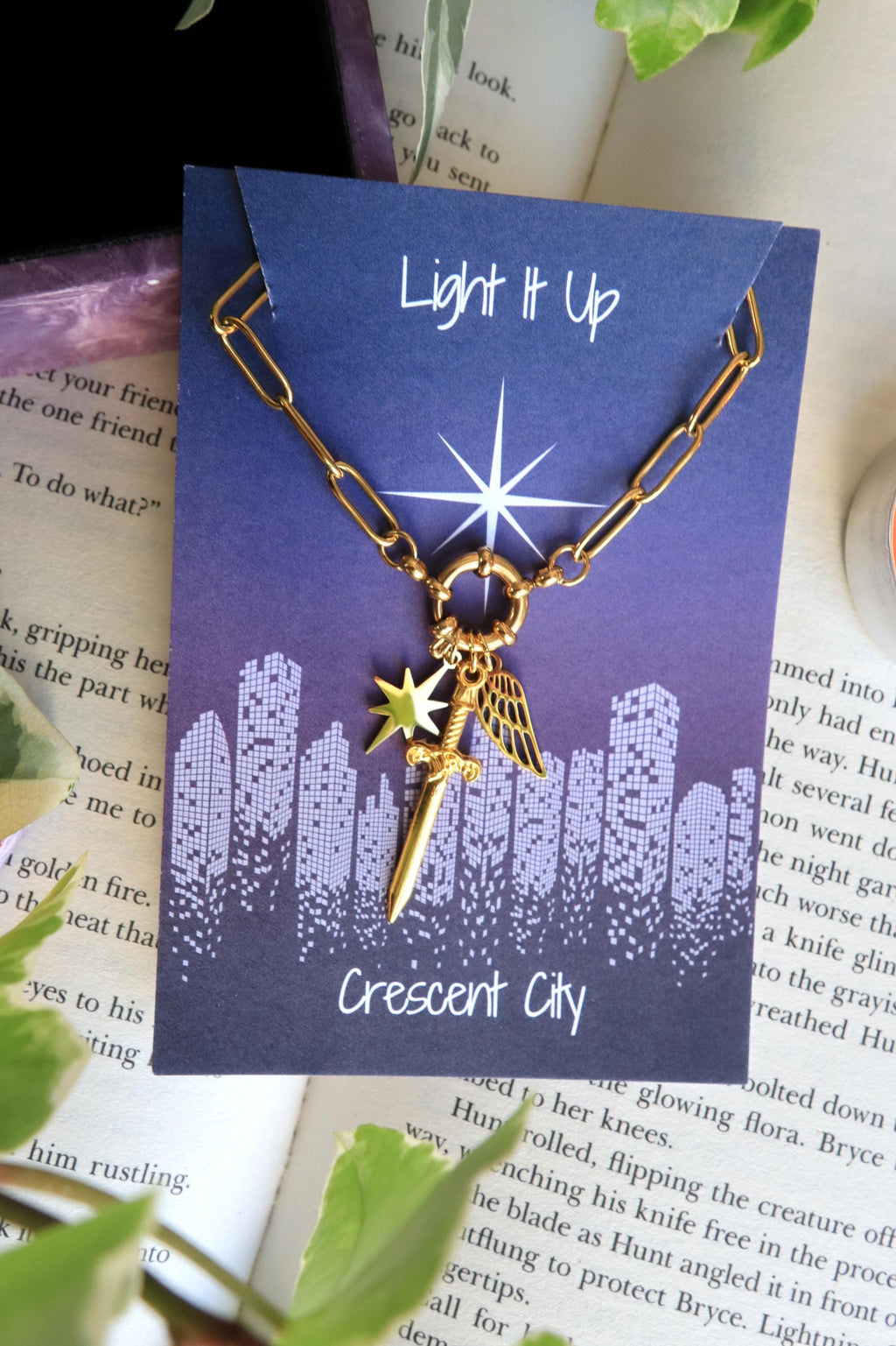 Officially Licenced Crescent City Starborn Charm Necklace, Bryce Quinlan, Gold and Silver, Fantasy Books, Bookish merch, Reader Gift