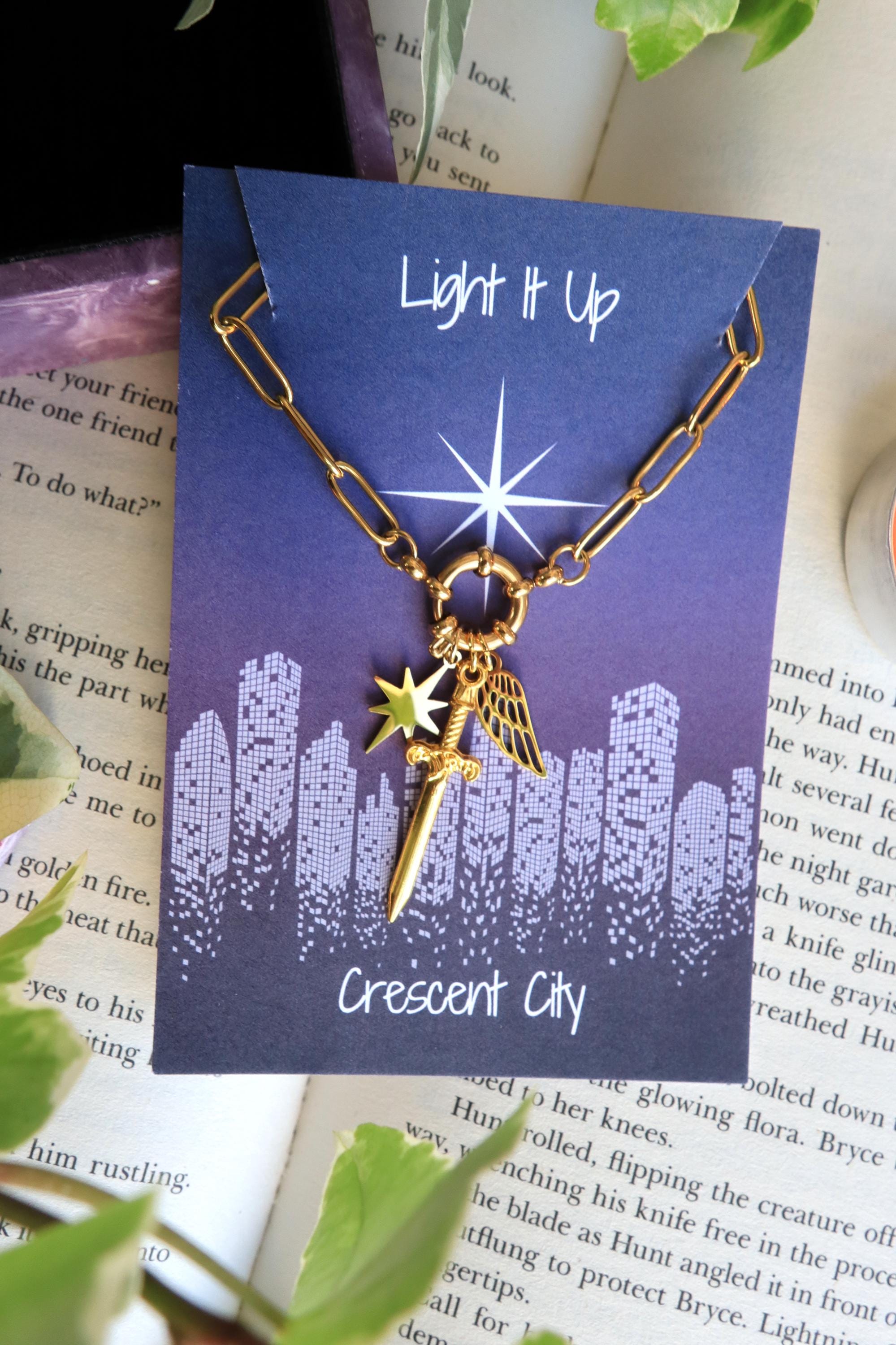 Officially Licenced Crescent City Starborn Charm Necklace, Bryce Quinlan, Gold and Silver, Fantasy Books, Bookish merch, Reader Gift