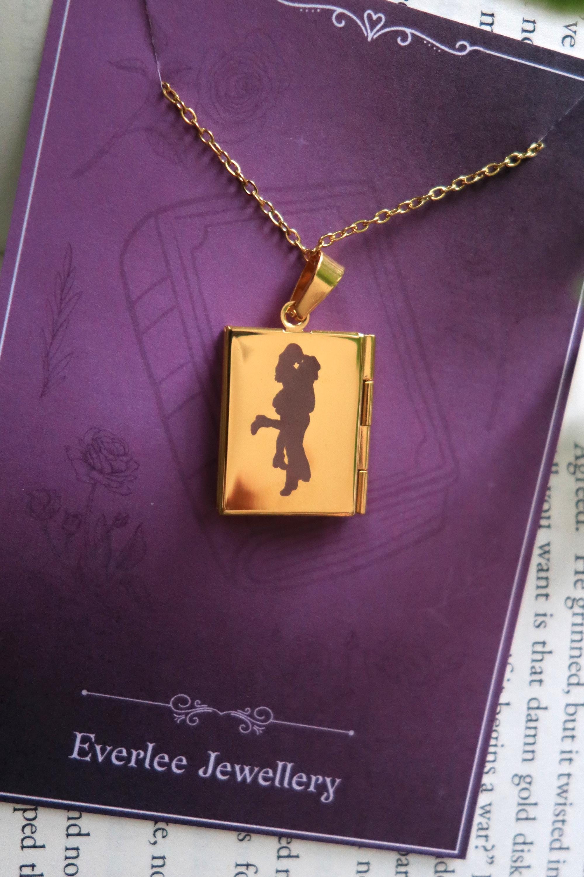 Romance Genre Book Locket necklace, Fantasy Dark Romance Cowboy necklace, silver gold stainless steel, bookish reader gift, picture locket
