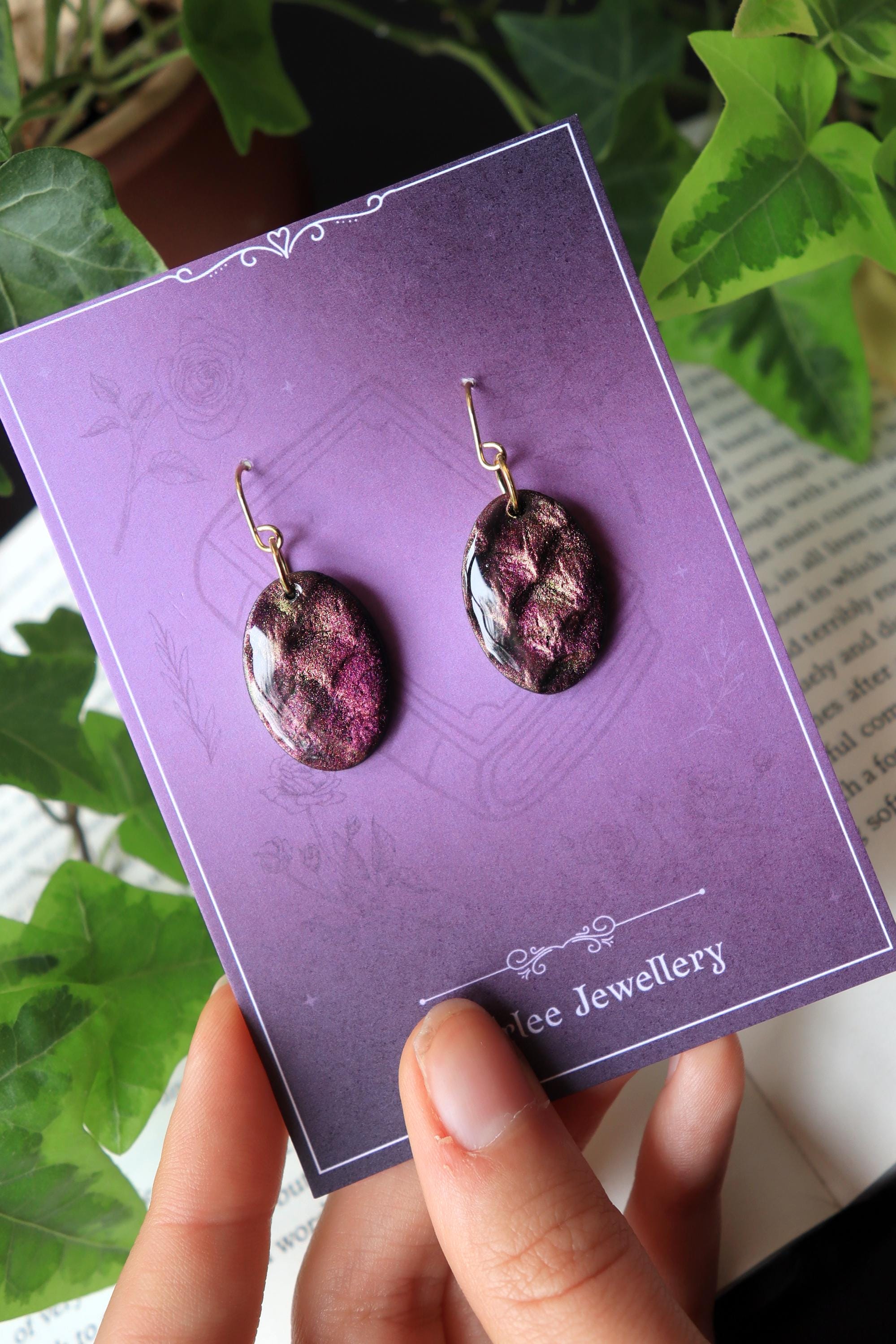 Beautifully Handcrafted Dragon Egg Earrings, Customisable Colour, Glittering Dragons, polymer Clay and Stainless Steel