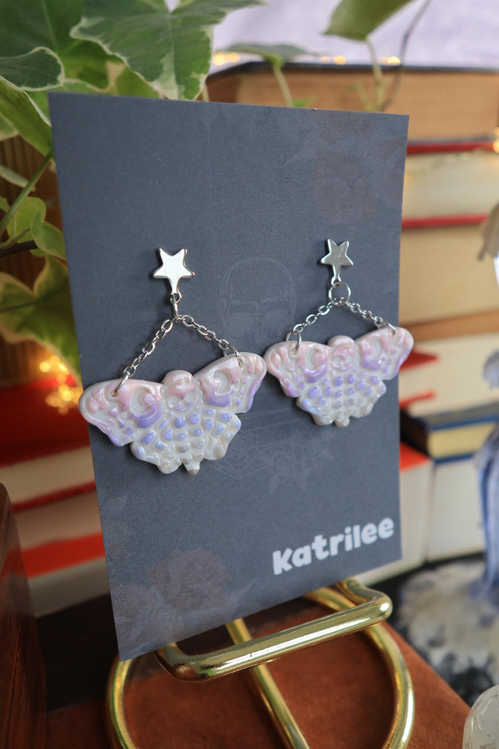 Deaths Head Hawkmoth Earrings: Pastel Gothic Witchy Jewelry