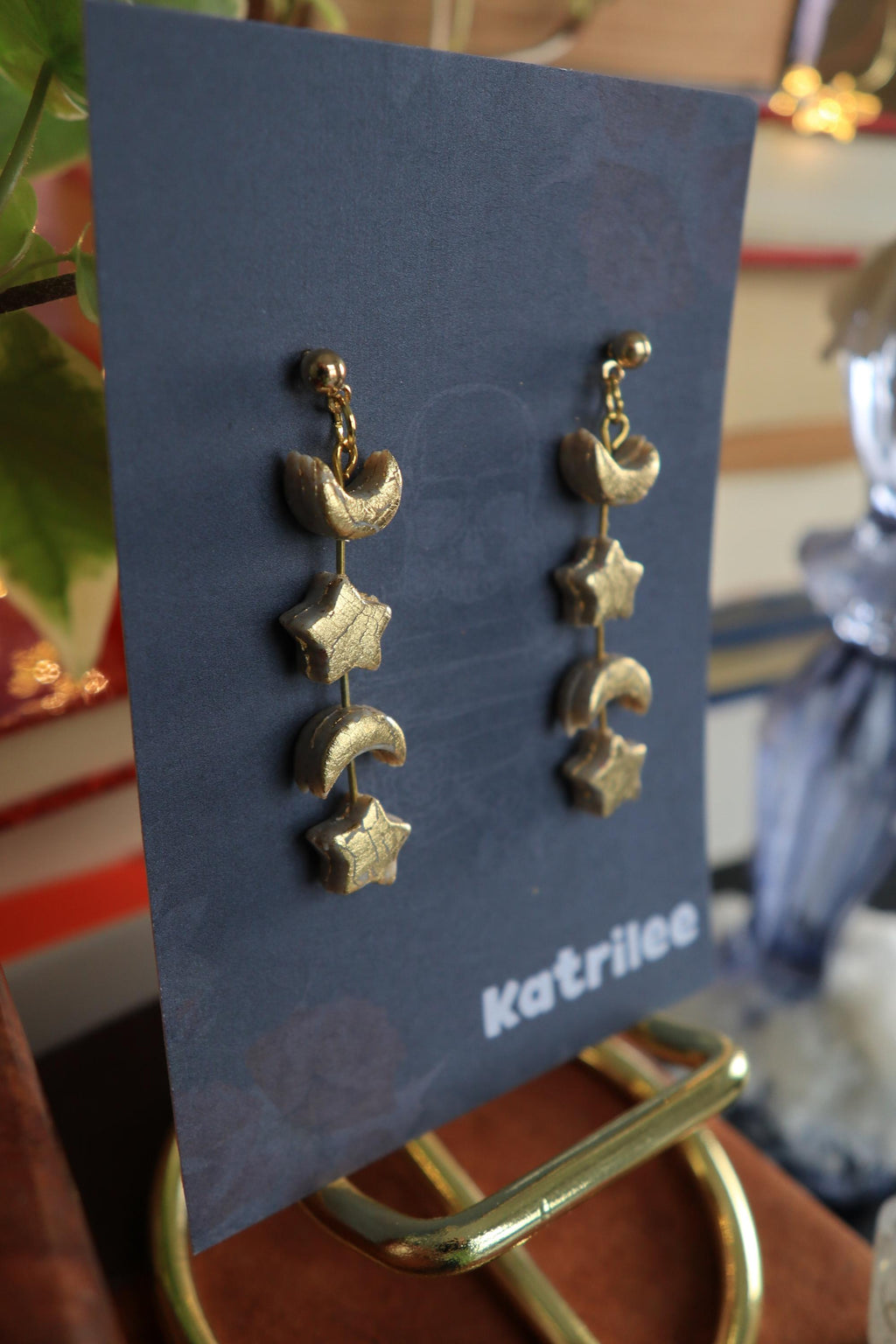 Star and Moon Dangle Earrings: Polymer Clay Celestial Jewellery