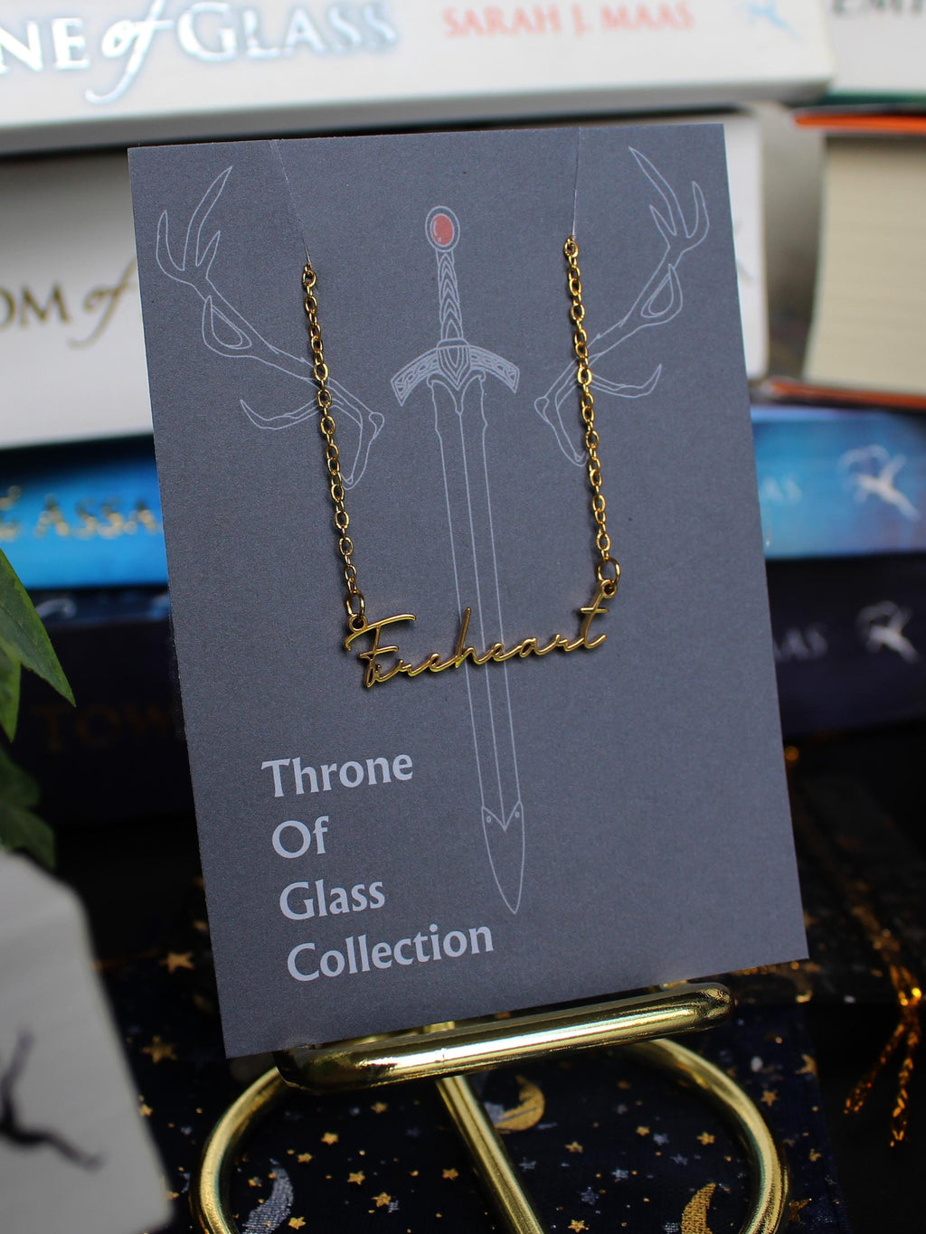 Officially Licenced Fireheart Stainless Steel Necklace, Throne of Glass Merch, Bookish Gifts, Silver Gold Necklace Fantasy Romance Reader