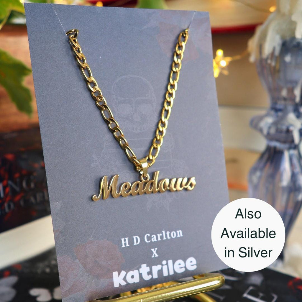 Haunting Adeline 'Meadows' Name Necklace: Stainless Steel Chunky Chain