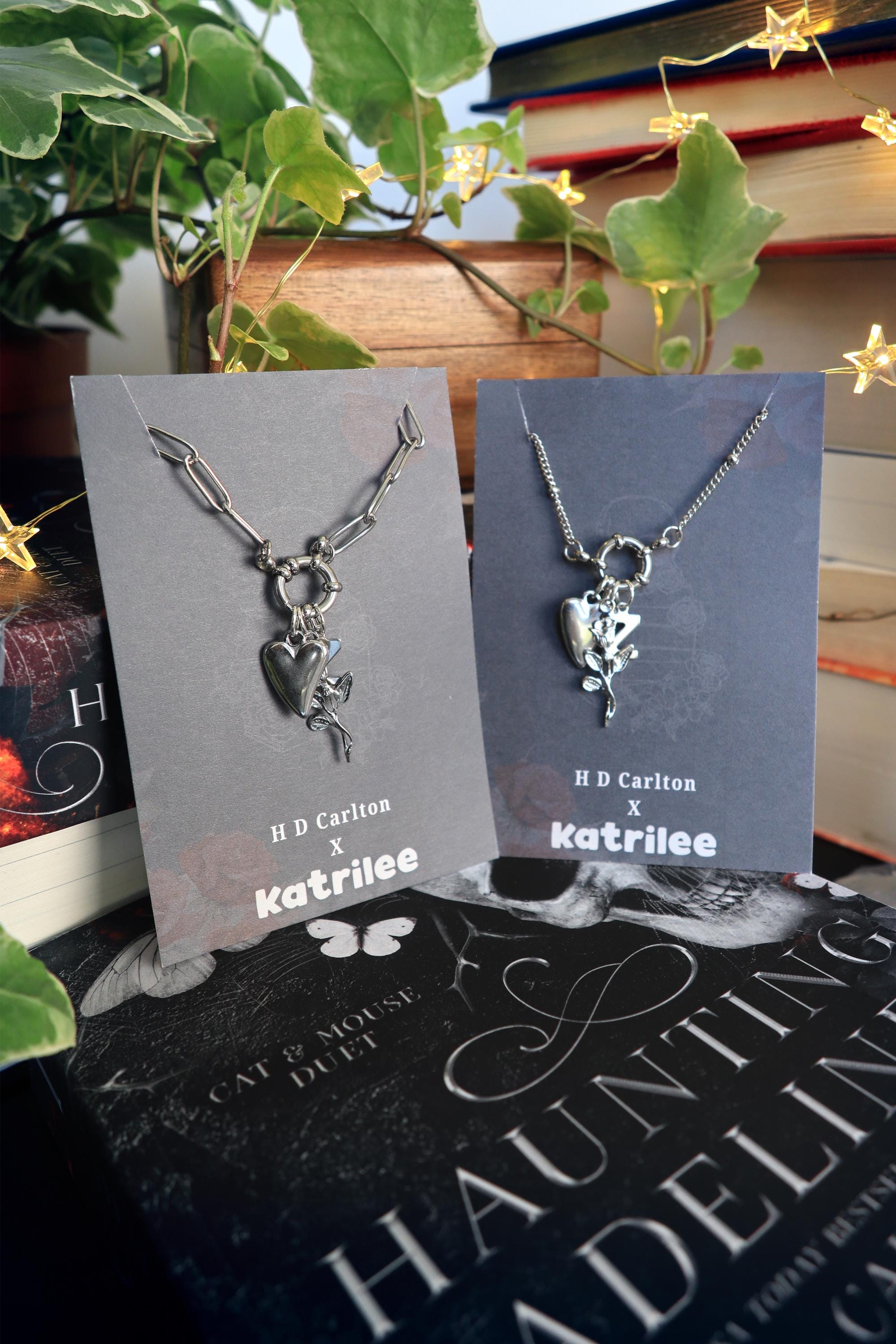 Haunting Adeline Stainless Steel Gold and Silver Charm Necklace, H D Carlton Dark Romance Bookish Merch, Gift For Reader, Chunky Chain