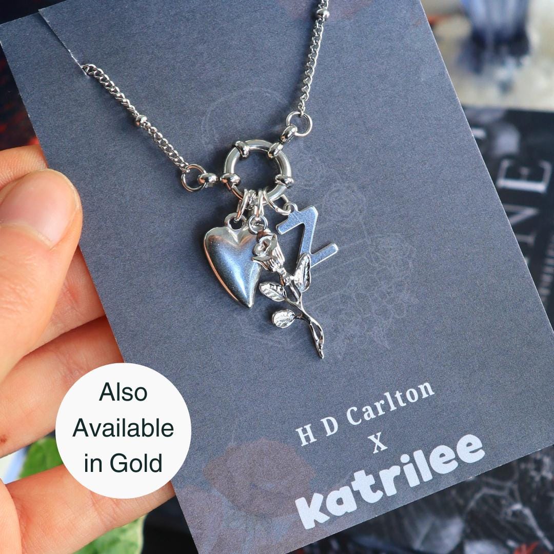 Haunting Adeline Stainless Steel Gold and Silver Charm Necklace, H D Carlton Dark Romance Bookish Merch, Gift For Reader, Chunky Chain