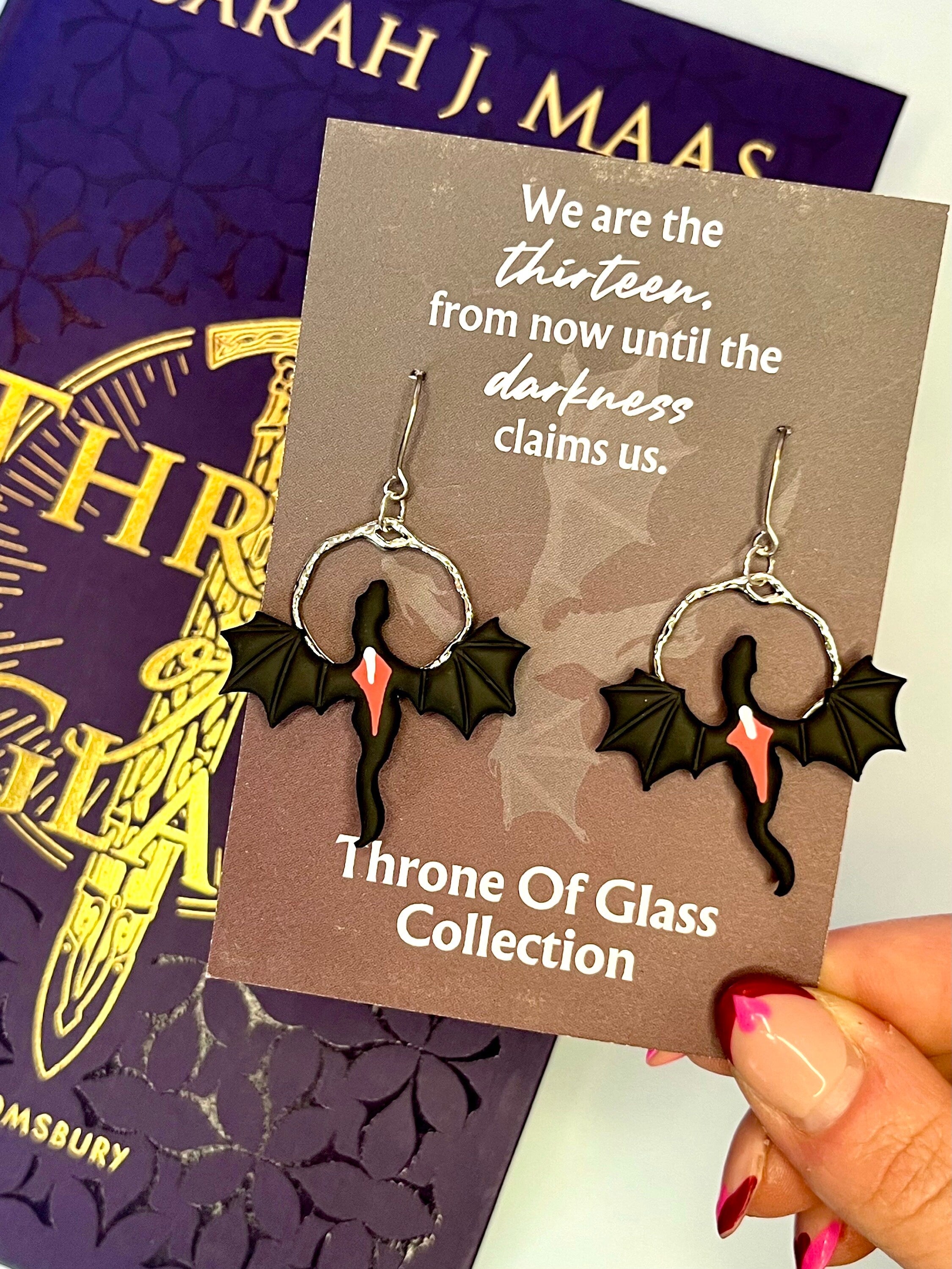 Officially Licensed Manon Blackbeak Wyvern Earrings, Handmade Polymer Clay Stainless Steel, Throne of Glass Merch Bookish Gifts Sarah J Maas