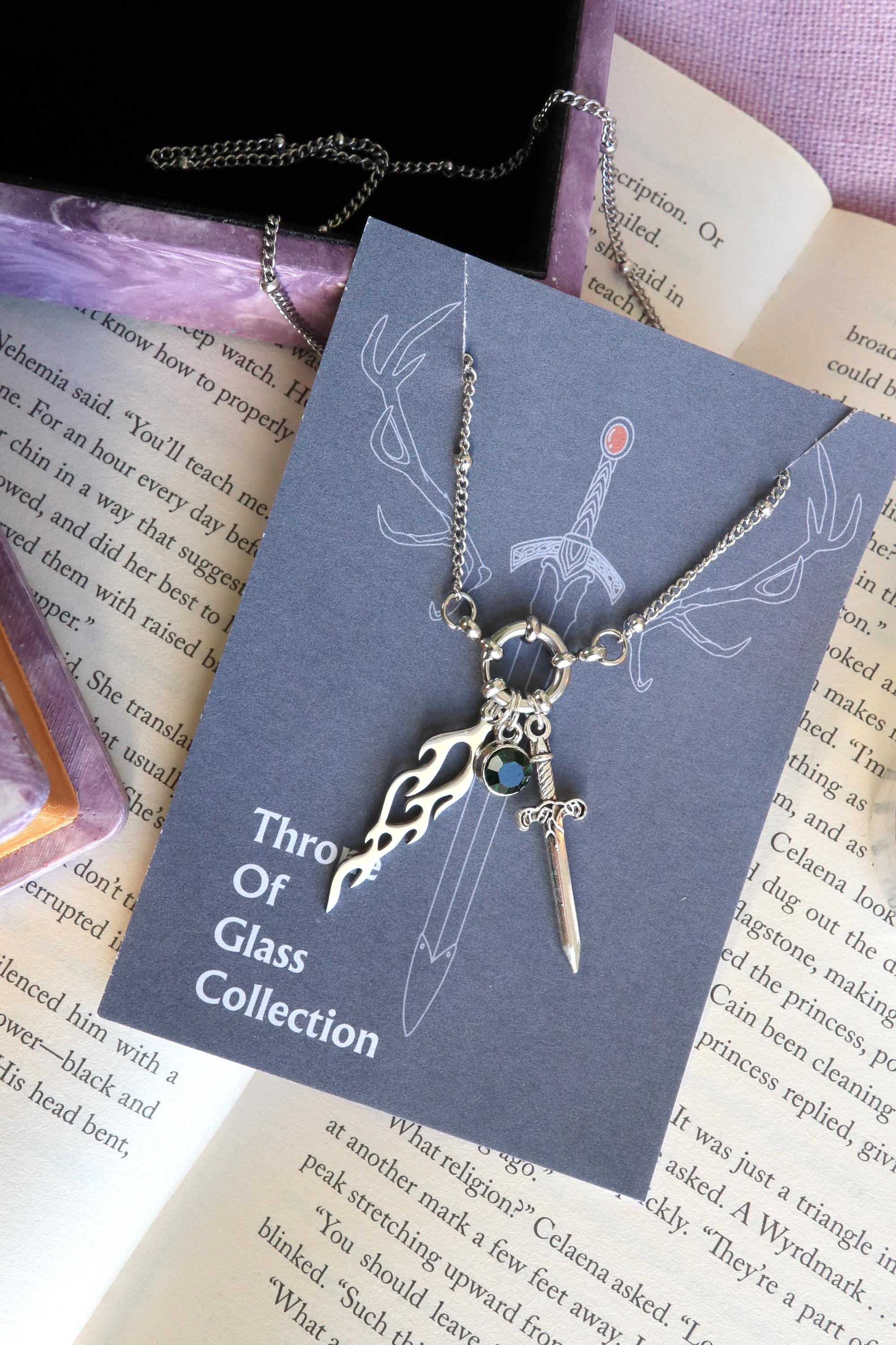 Officially Licenced Fireheart Charm Necklace stainless steel Throne of Glass Merch Bookish Gifts Silver Gold Necklace Fantasy Romance Reader