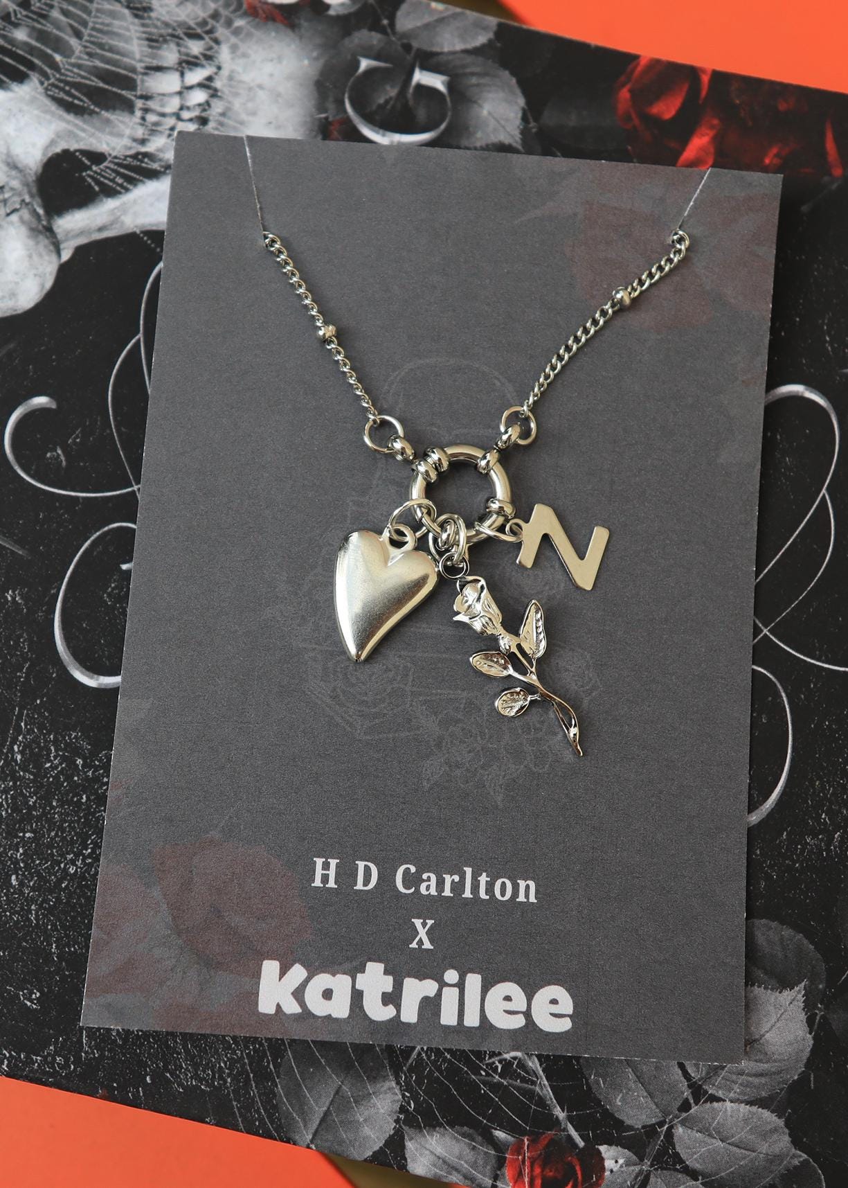 Haunting Adeline Stainless Steel Gold and Silver Charm Necklace, H D Carlton Dark Romance Bookish Merch, Gift For Reader, Chunky Chain