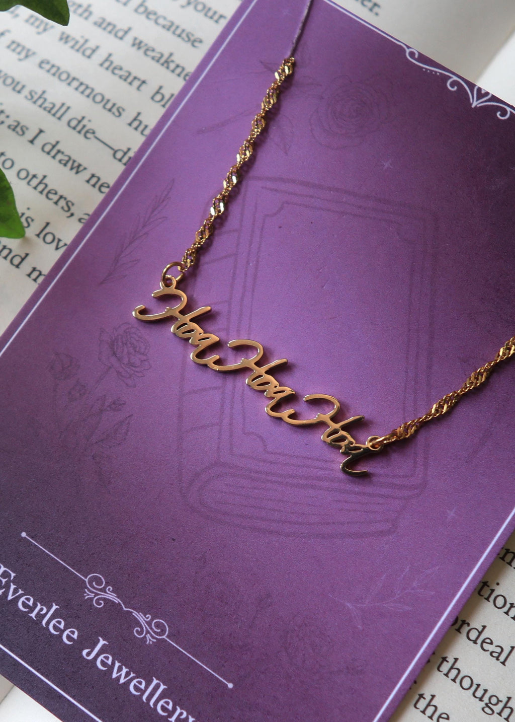 Hoa Hoa Hoa Name Necklace, Twilight Autumn Fall Season Jewellery, Funny Gift, Stainless Steel Gold and Silver