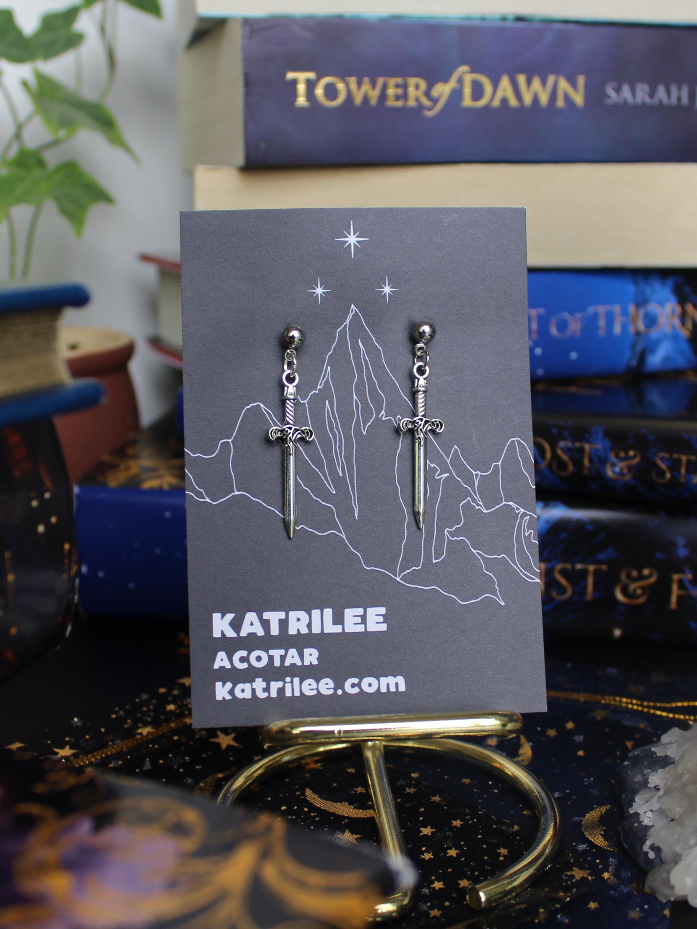 Officially Licenced ACOTAR Nesta Valkyrie Sword Earring , Surgical Steel, Book Series, Bookish Gifts, A Court of Silver Flames Fantasy Merch