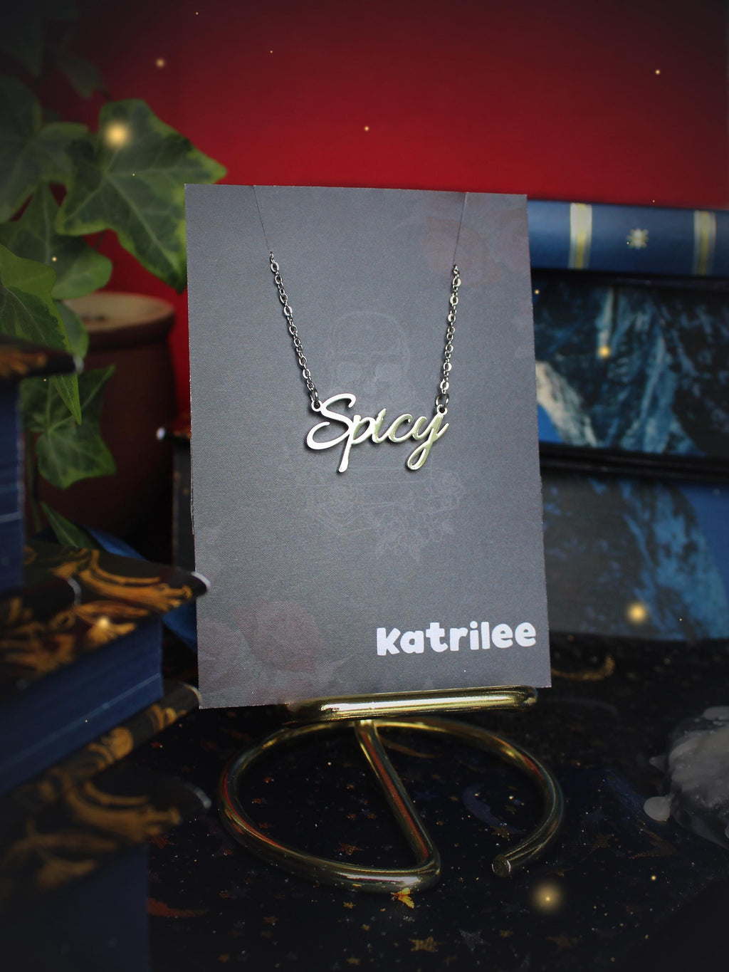 Spicy Stainless Steel Necklace, book bestie gift, laser cut name necklace, gold silver, bookish merch, gift for reader, booktok bookstagram