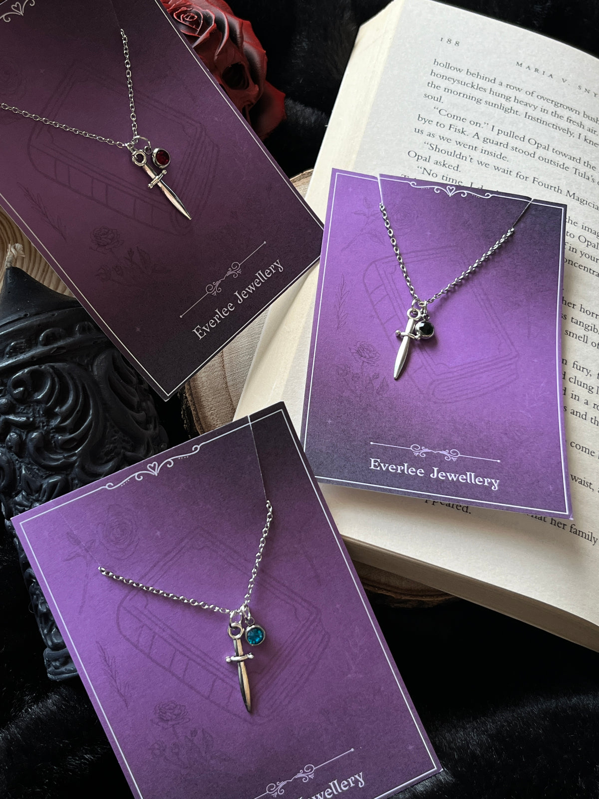 Personalised Stainless Steel Birthstone Dagger Necklace