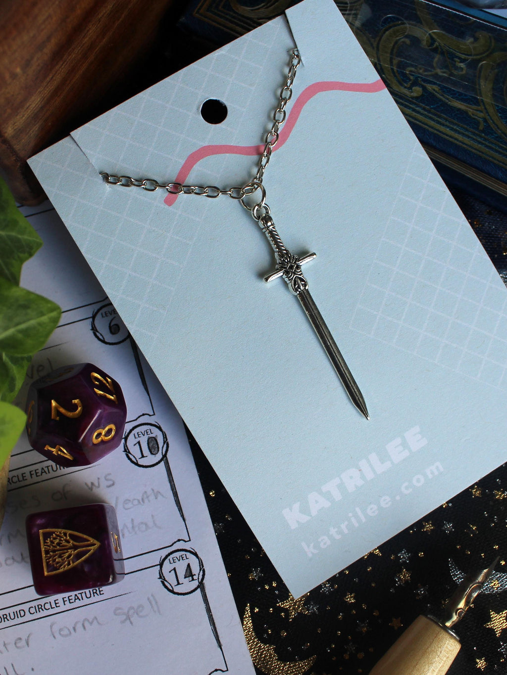 Silver Sword Stainless Steel Necklace Pendant, Bookish Book Lover Gifts, Romance Readers, Fantasy Gothic, Renaissance Fayre, Valkyrie