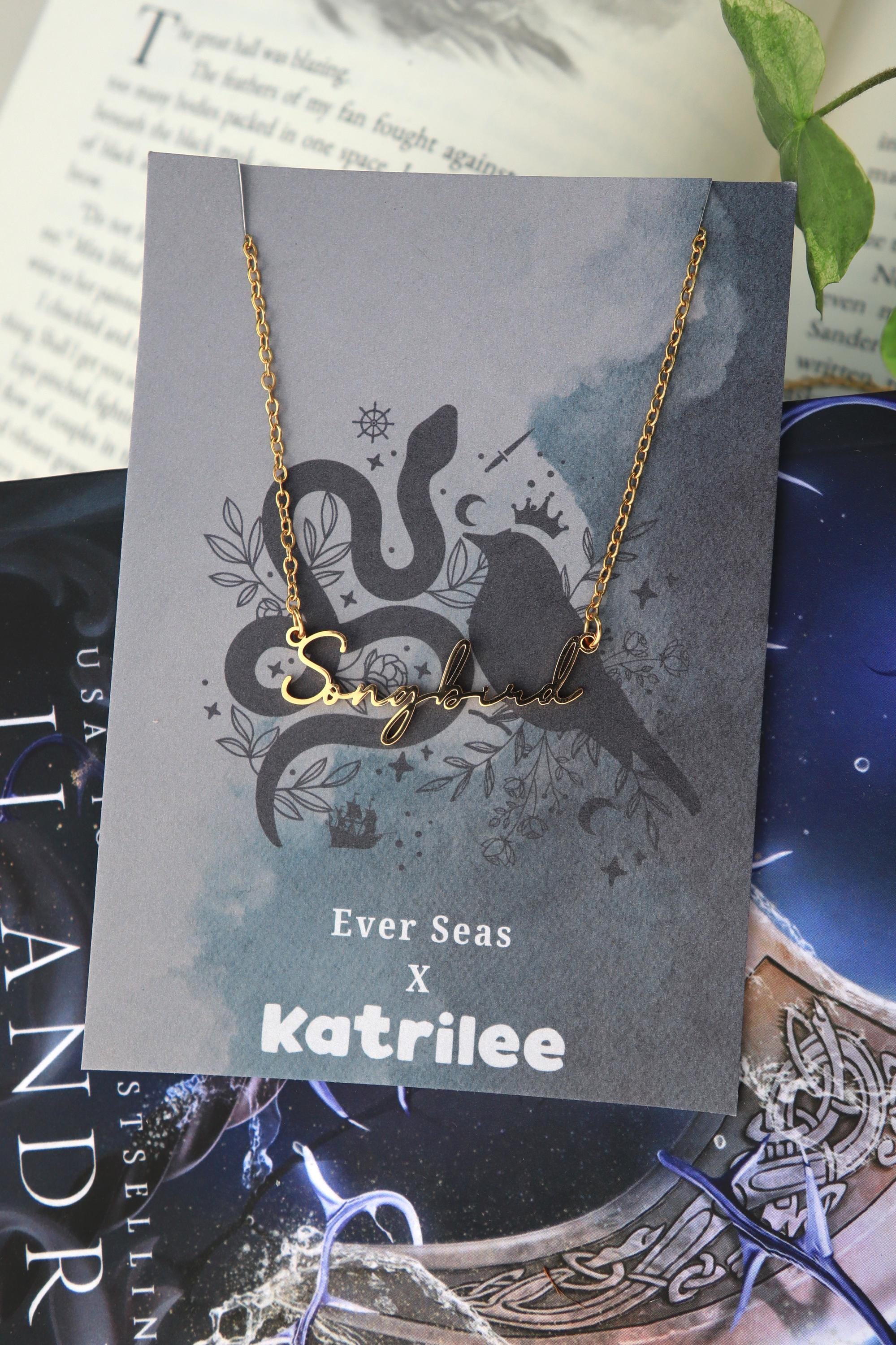 Songbird Name Necklace: Ever Seas Bookish Merch, Stainless Steel