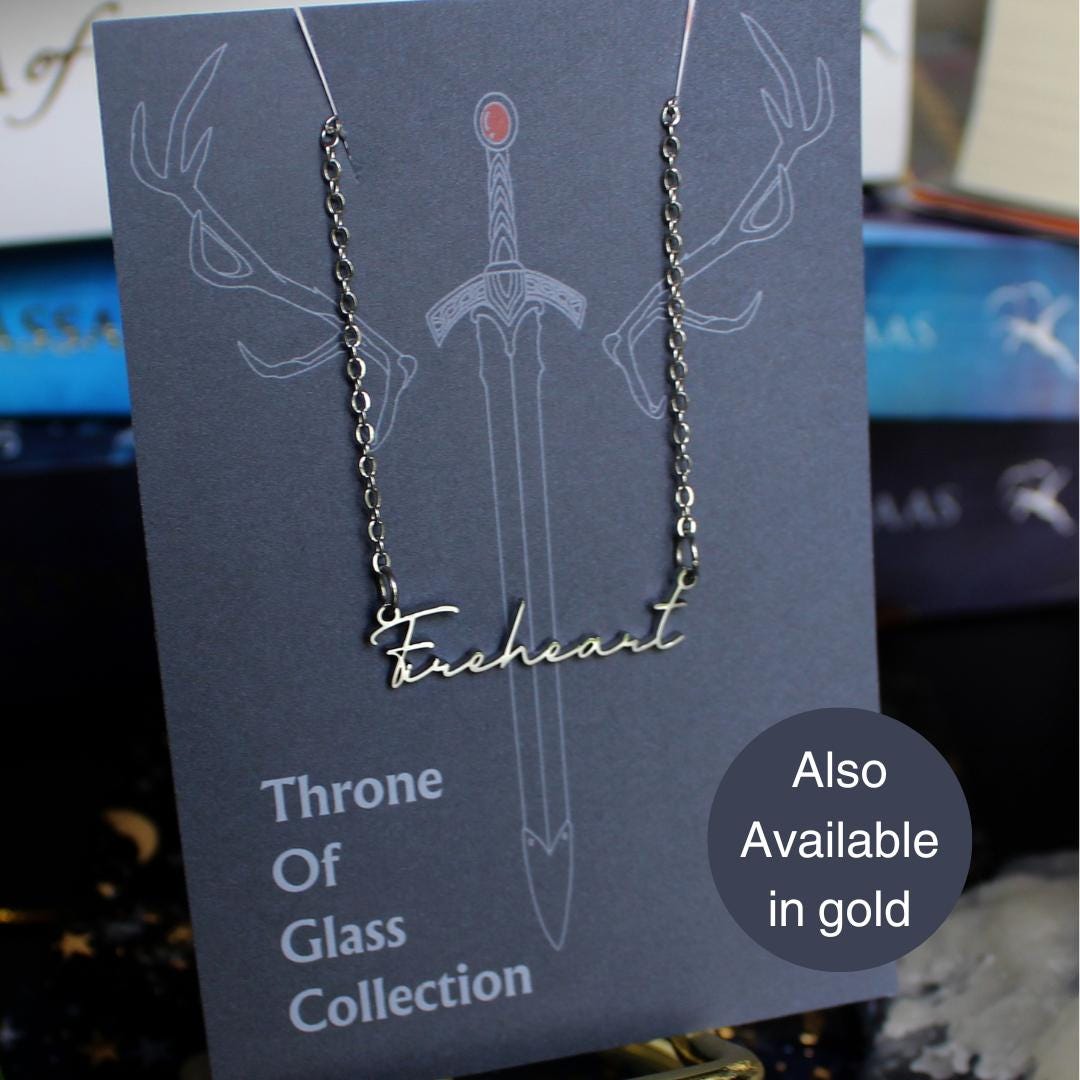 Officially Licenced Fireheart Stainless Steel Necklace, Throne of Glass Merch, Bookish Gifts, Silver Gold Necklace Fantasy Romance Reader