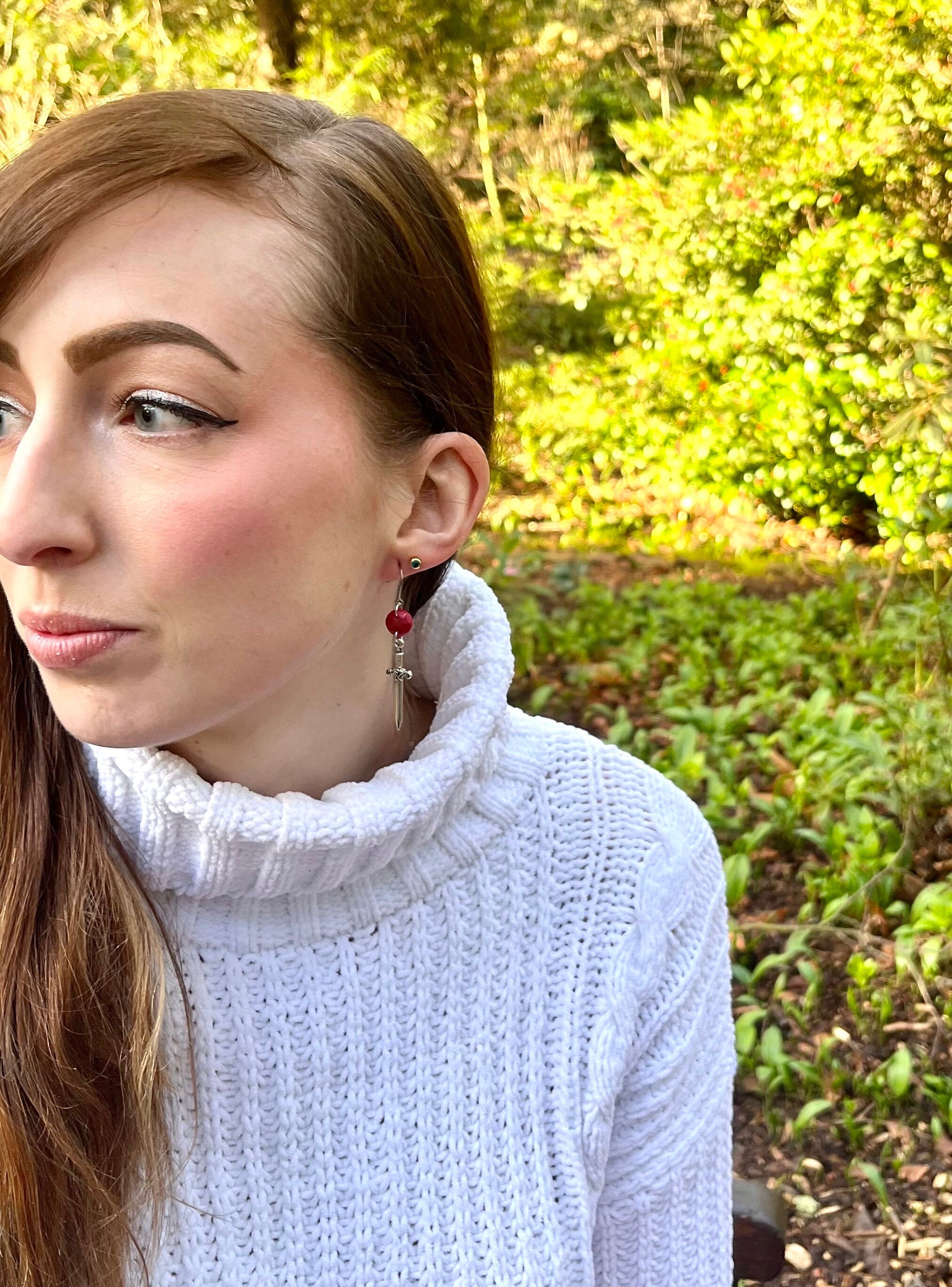 Officially Licenced Goldryn Sword Stainless Steel Earrings, Throne of Glass Merch, Aelin Galathynius, Fantasy Books, Silver, Bookish Gift