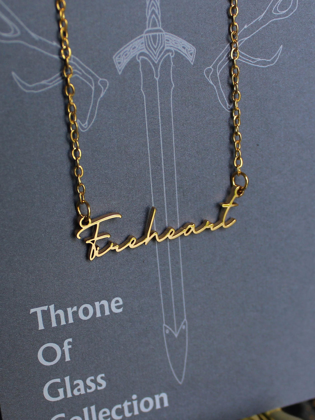 Officially Licenced Fireheart Stainless Steel Necklace, Throne of Glass Merch, Bookish Gifts, Silver Gold Necklace Fantasy Romance Reader