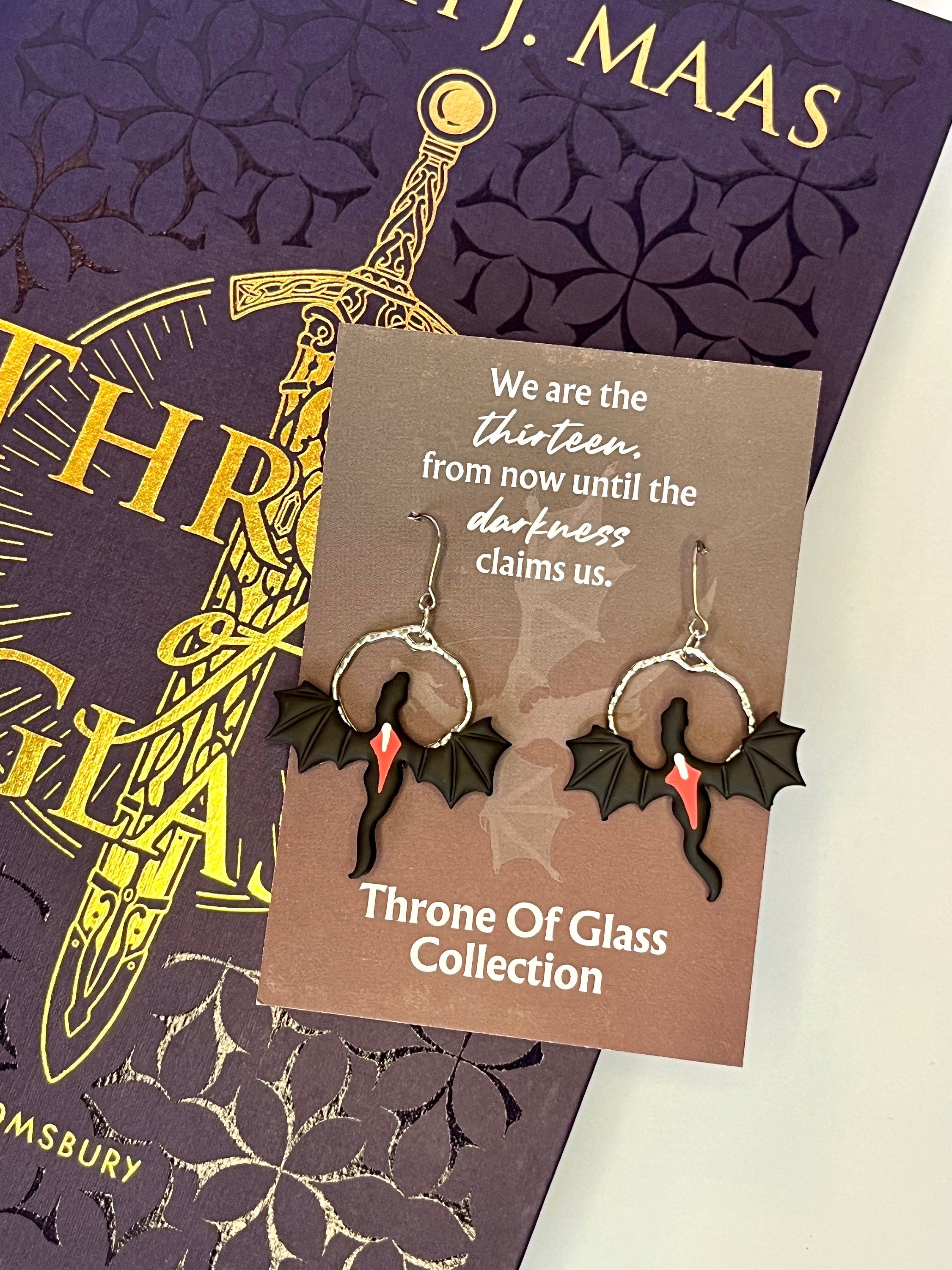 Officially Licensed Manon Blackbeak Wyvern Earrings, Handmade Polymer Clay Stainless Steel, Throne of Glass Merch Bookish Gifts Sarah J Maas