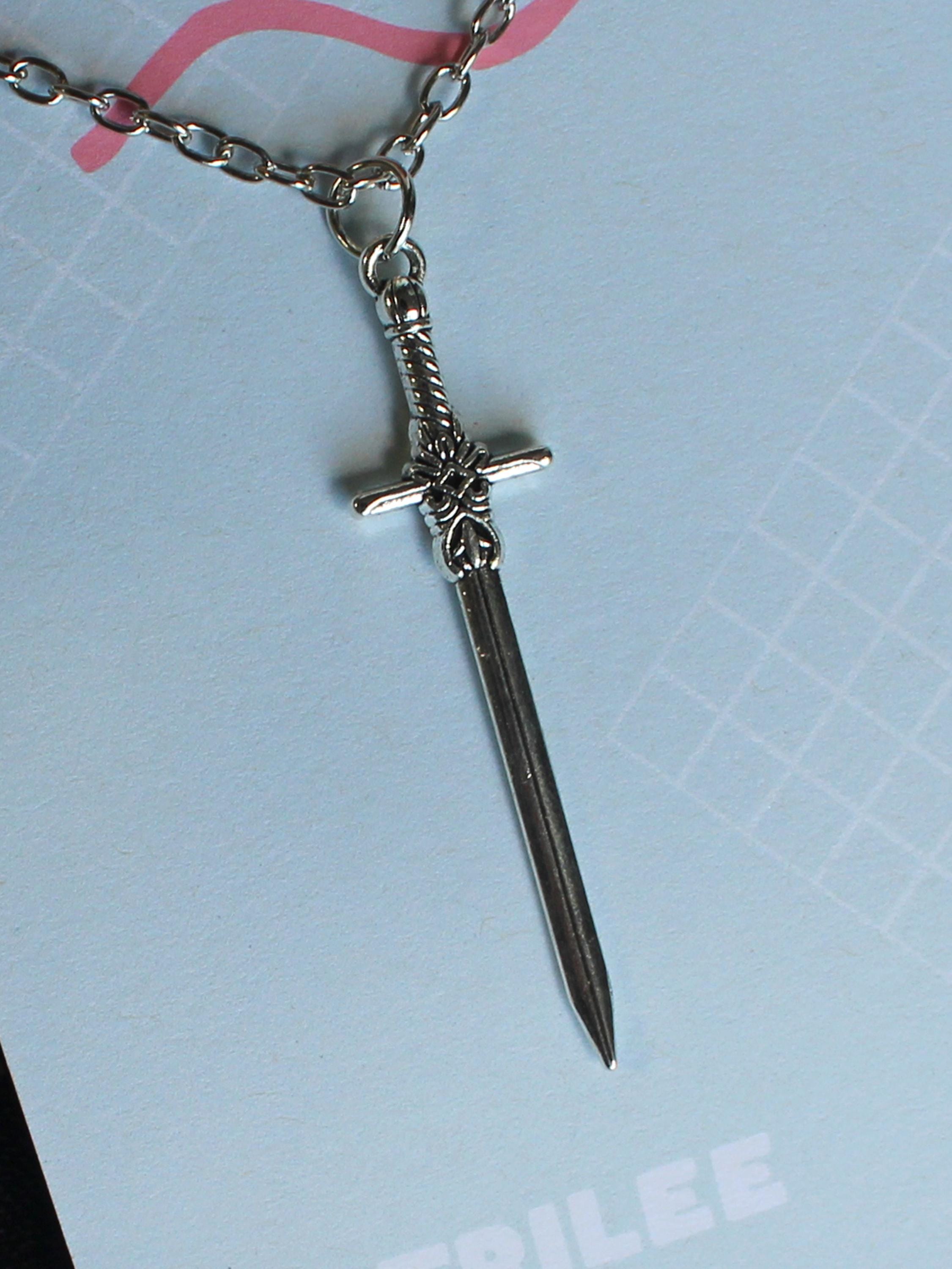 Silver Sword Stainless Steel Necklace Pendant, Bookish Book Lover Gifts, Romance Readers, Fantasy Gothic, Renaissance Fayre, Valkyrie