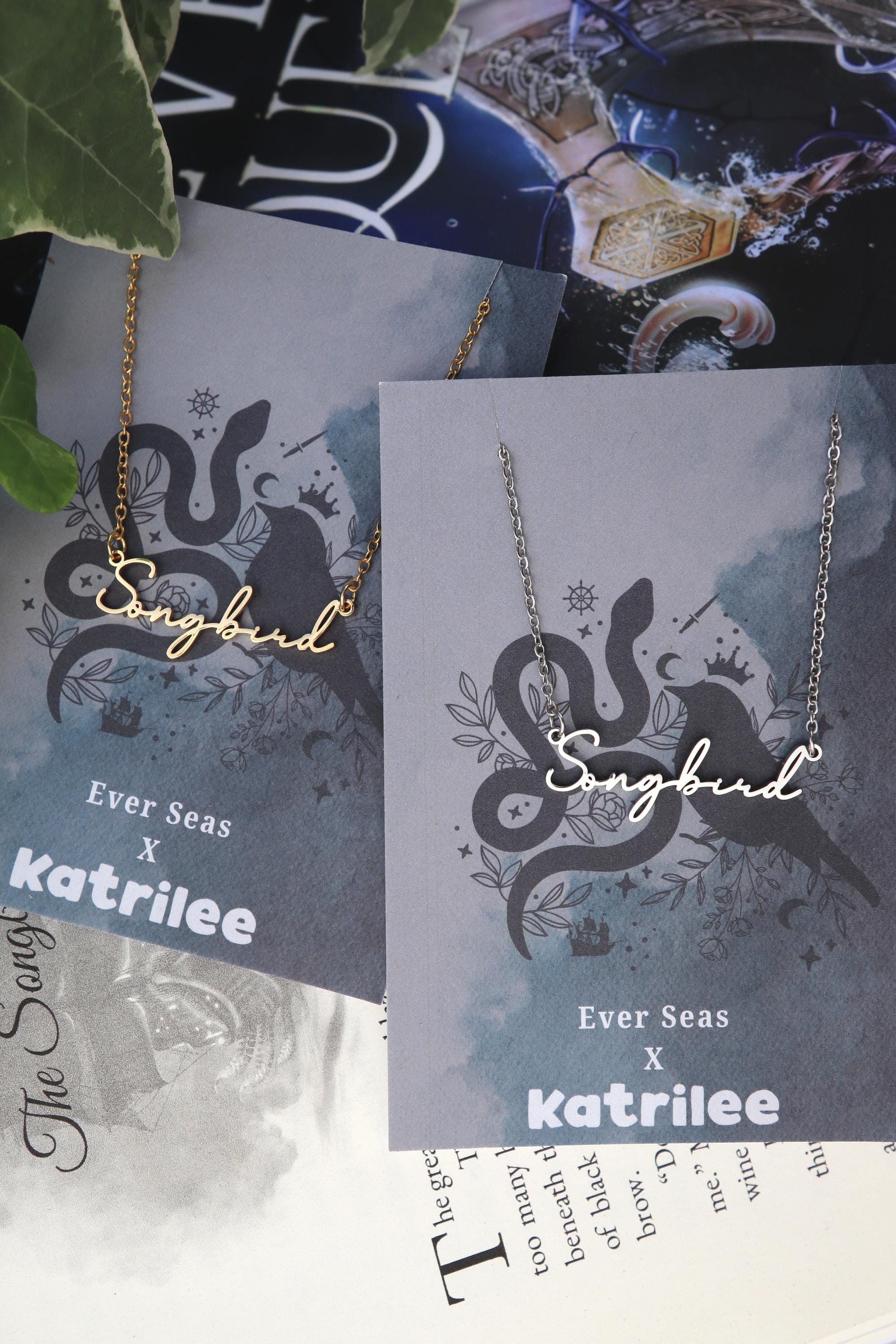 Songbird Name Necklace: Ever Seas Bookish Merch, Stainless Steel