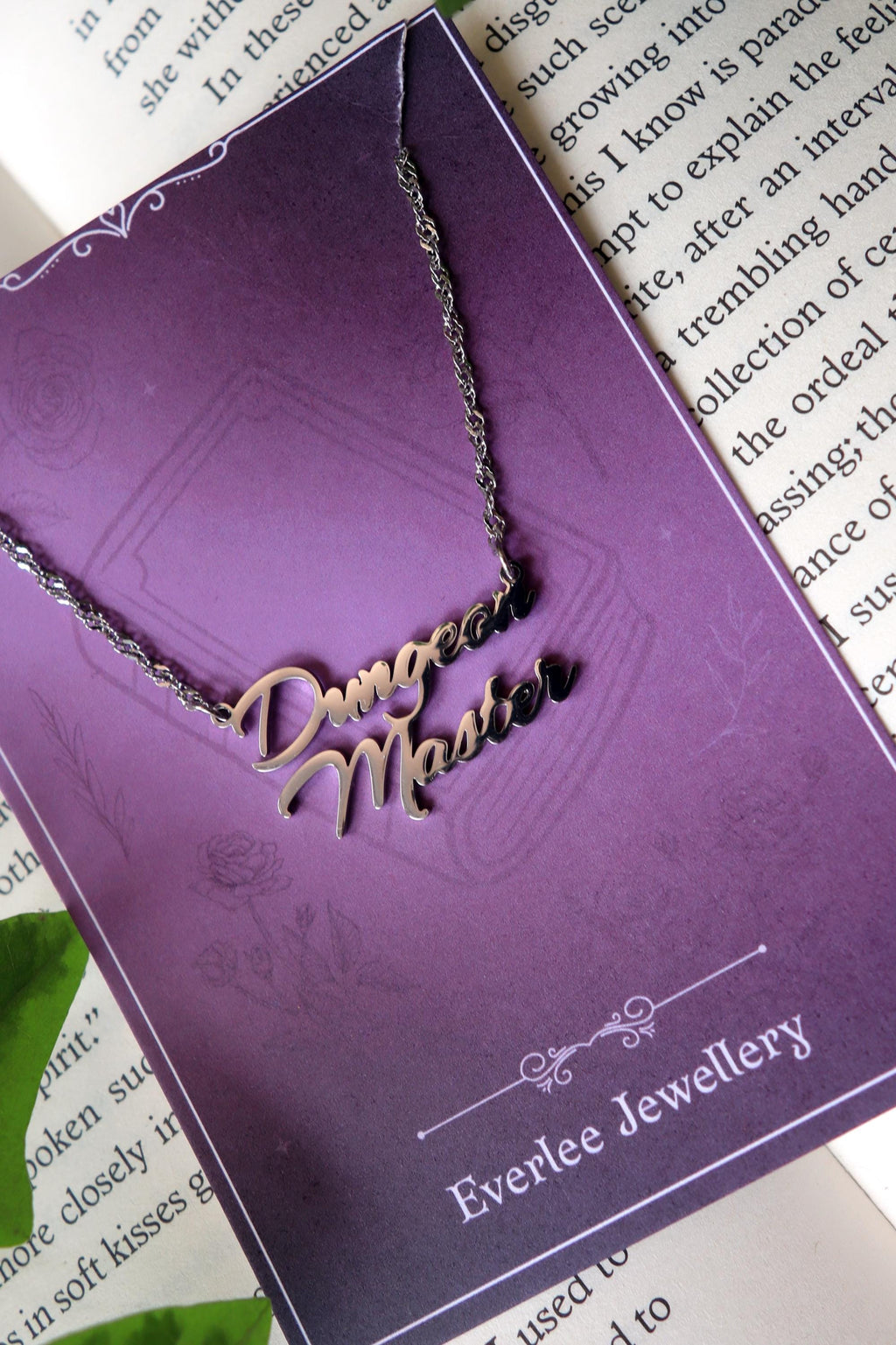Dungeon Master Stainless Steel Necklace, Monogram Name Jewellery in Gold and Silver