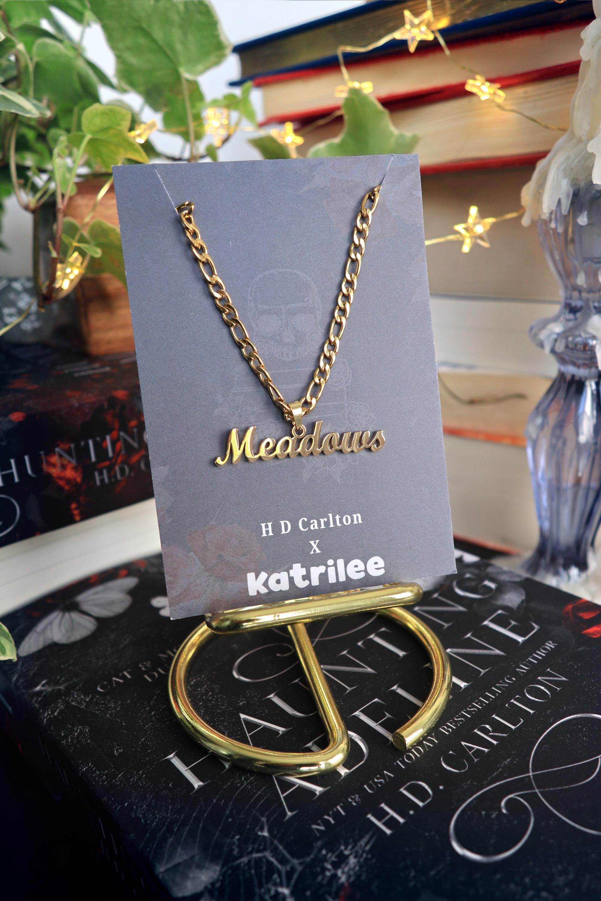 Haunting Adeline 'Meadows' Name Necklace: Stainless Steel Chunky Chain