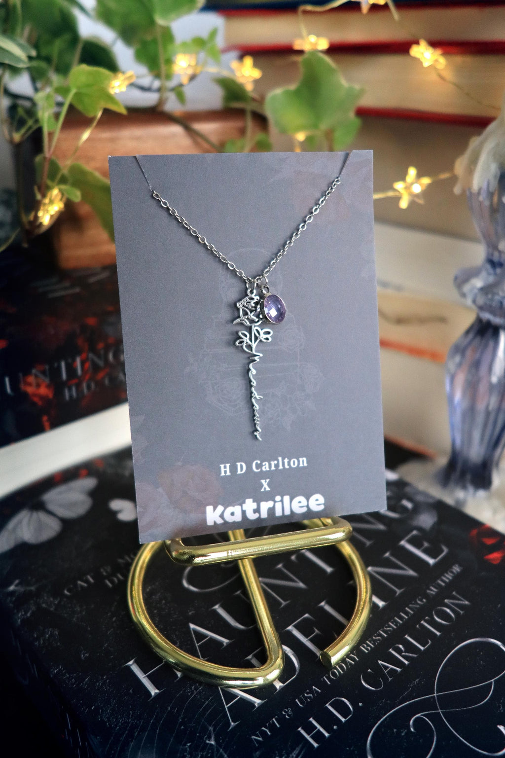 Haunting Adeline Meadows Stainless Steel Gold and Silver Name Necklace, H D Carlton Dark Romance Bookish Merch, Gift For Reader