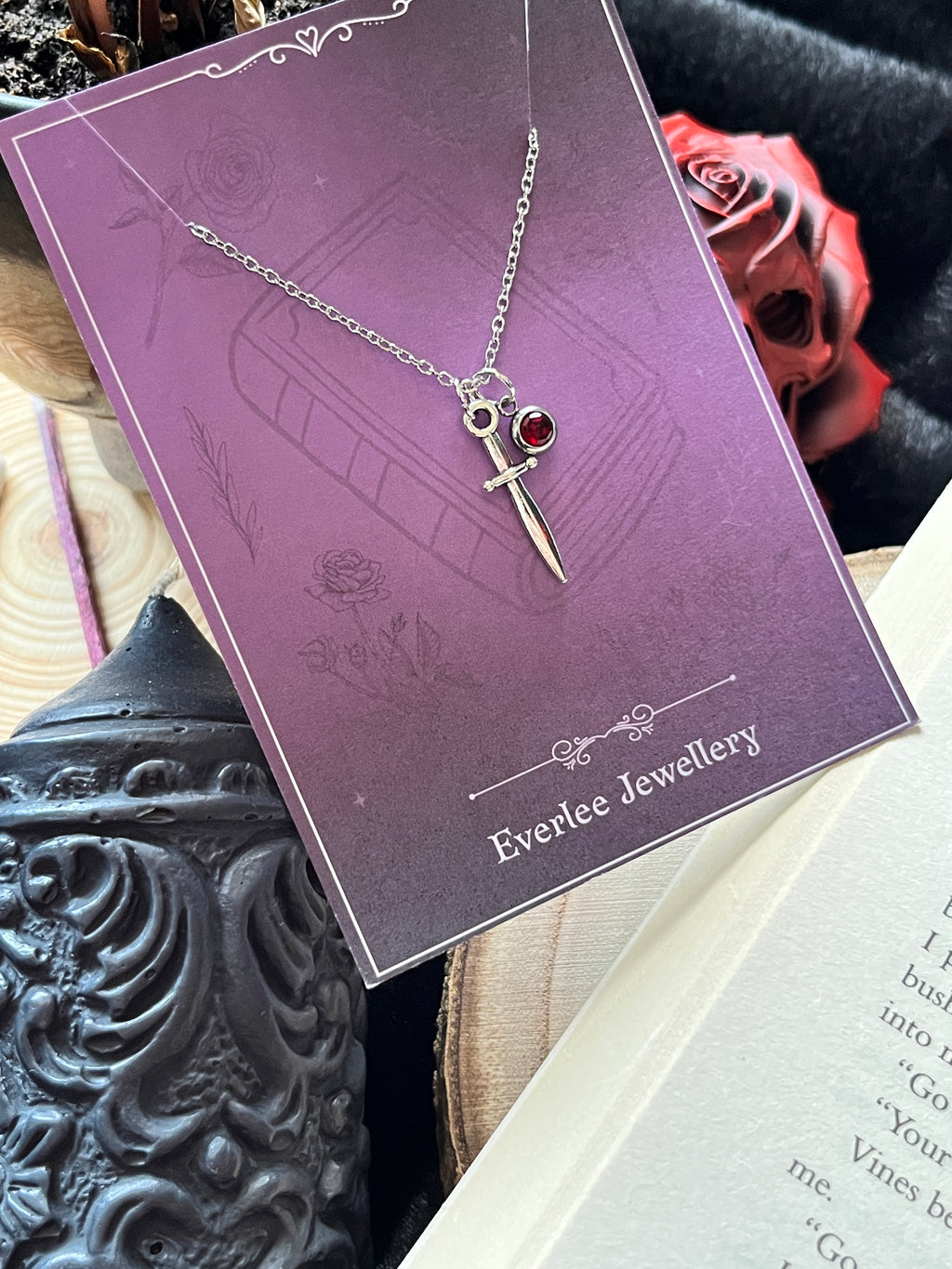 Personalised Stainless Steel Birthstone Dagger Necklace