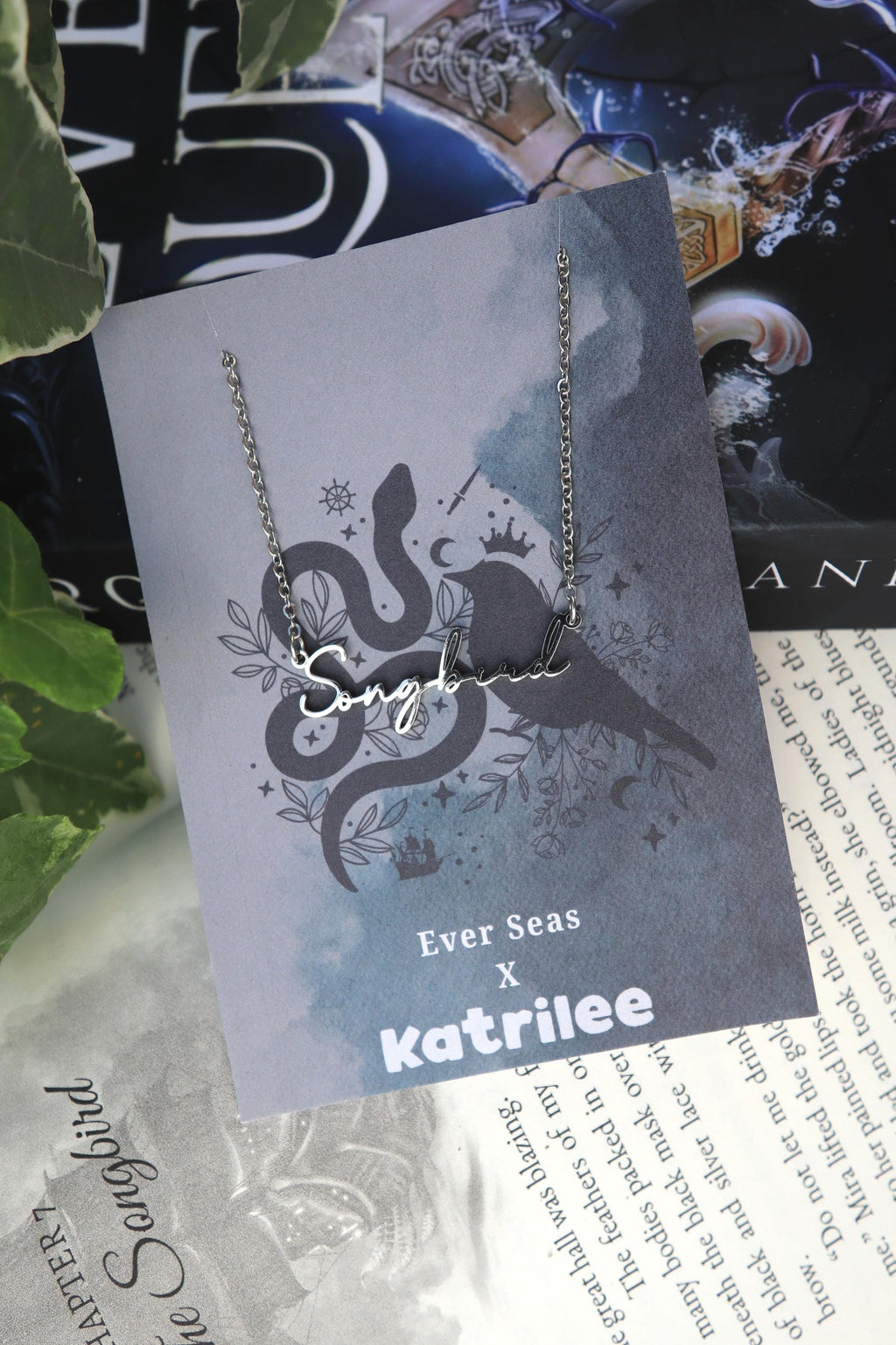 Songbird Name Necklace: Ever Seas Bookish Merch, Stainless Steel