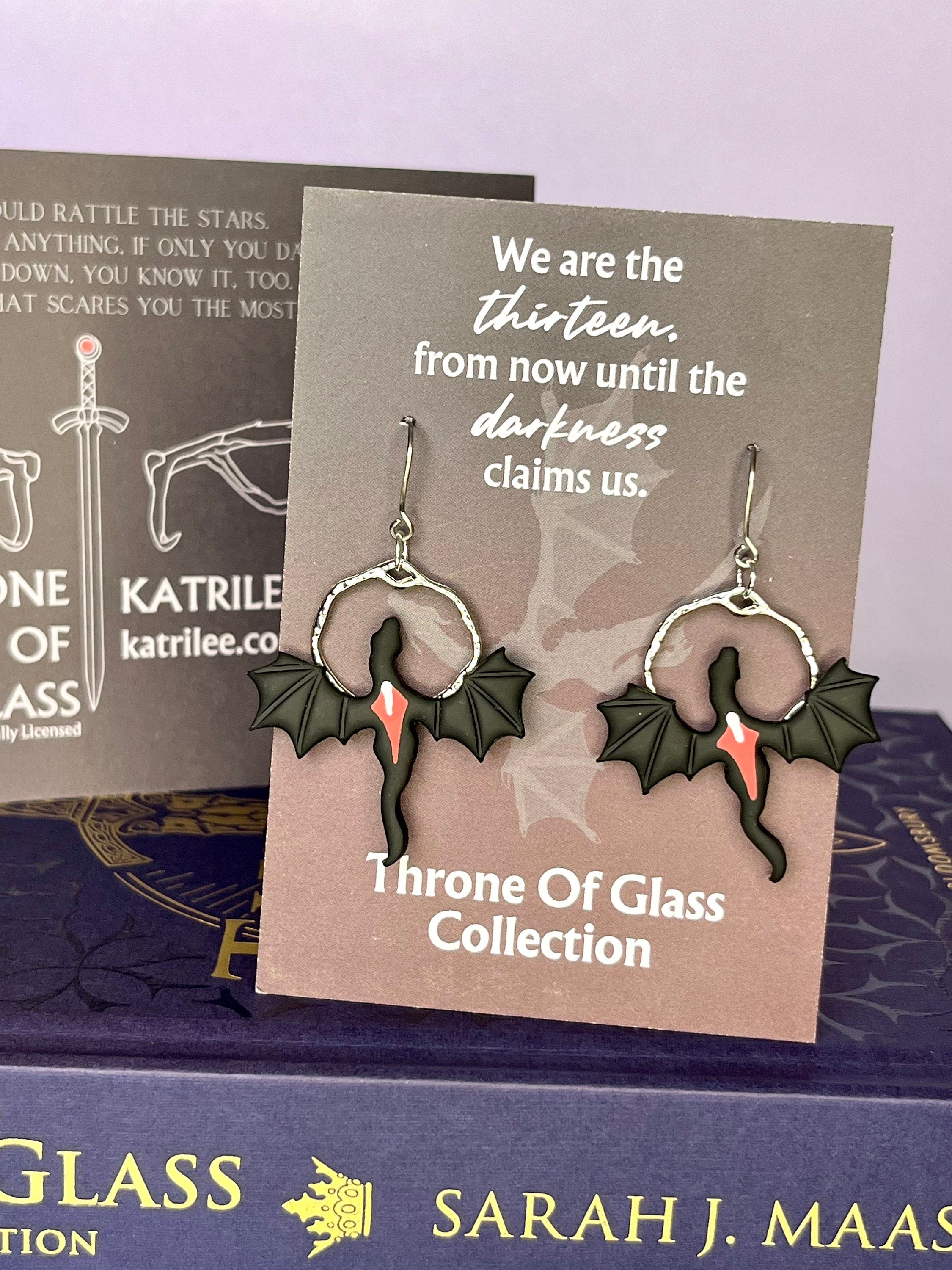 Officially Licensed Manon Blackbeak Wyvern Earrings, Handmade Polymer Clay Stainless Steel, Throne of Glass Merch Bookish Gifts Sarah J Maas