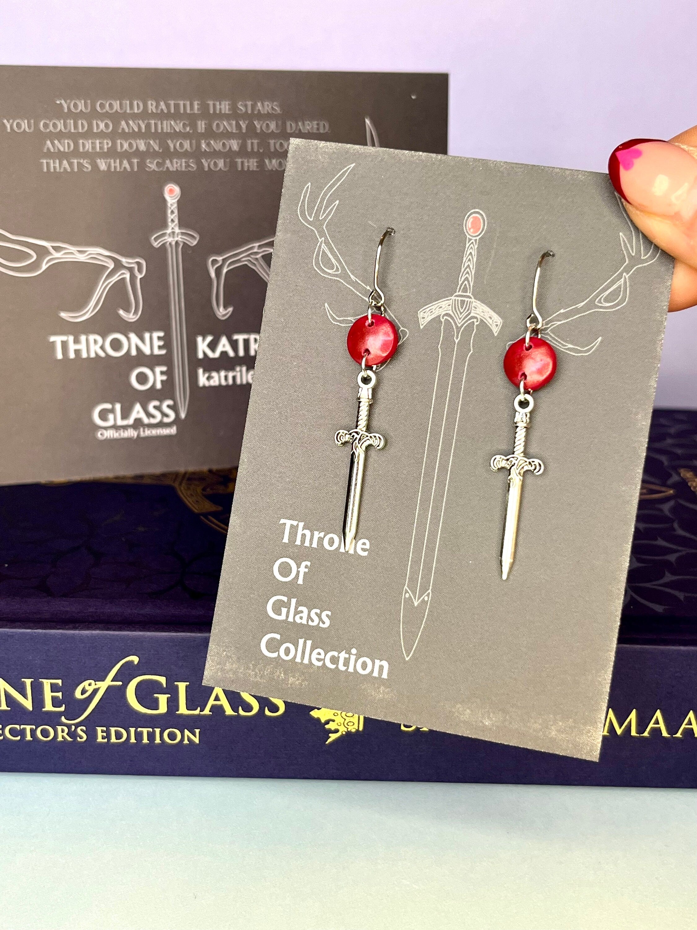 Officially Licenced Goldryn Sword Stainless Steel Earrings, Throne of Glass Merch, Aelin Galathynius, Fantasy Books, Silver, Bookish Gift