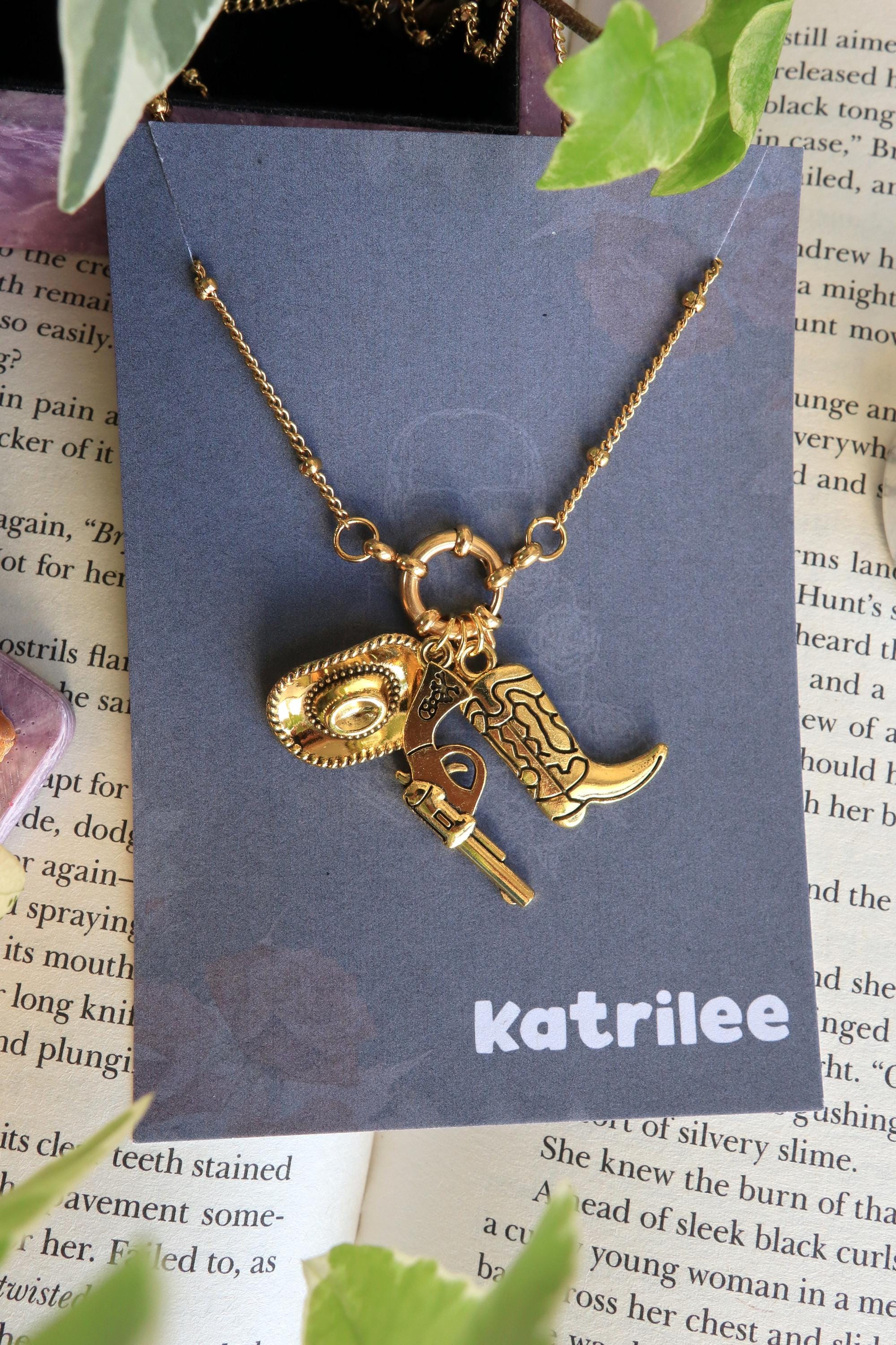 Cowboy Charm Necklace: Western Bookish Stainless Steel Jewelry