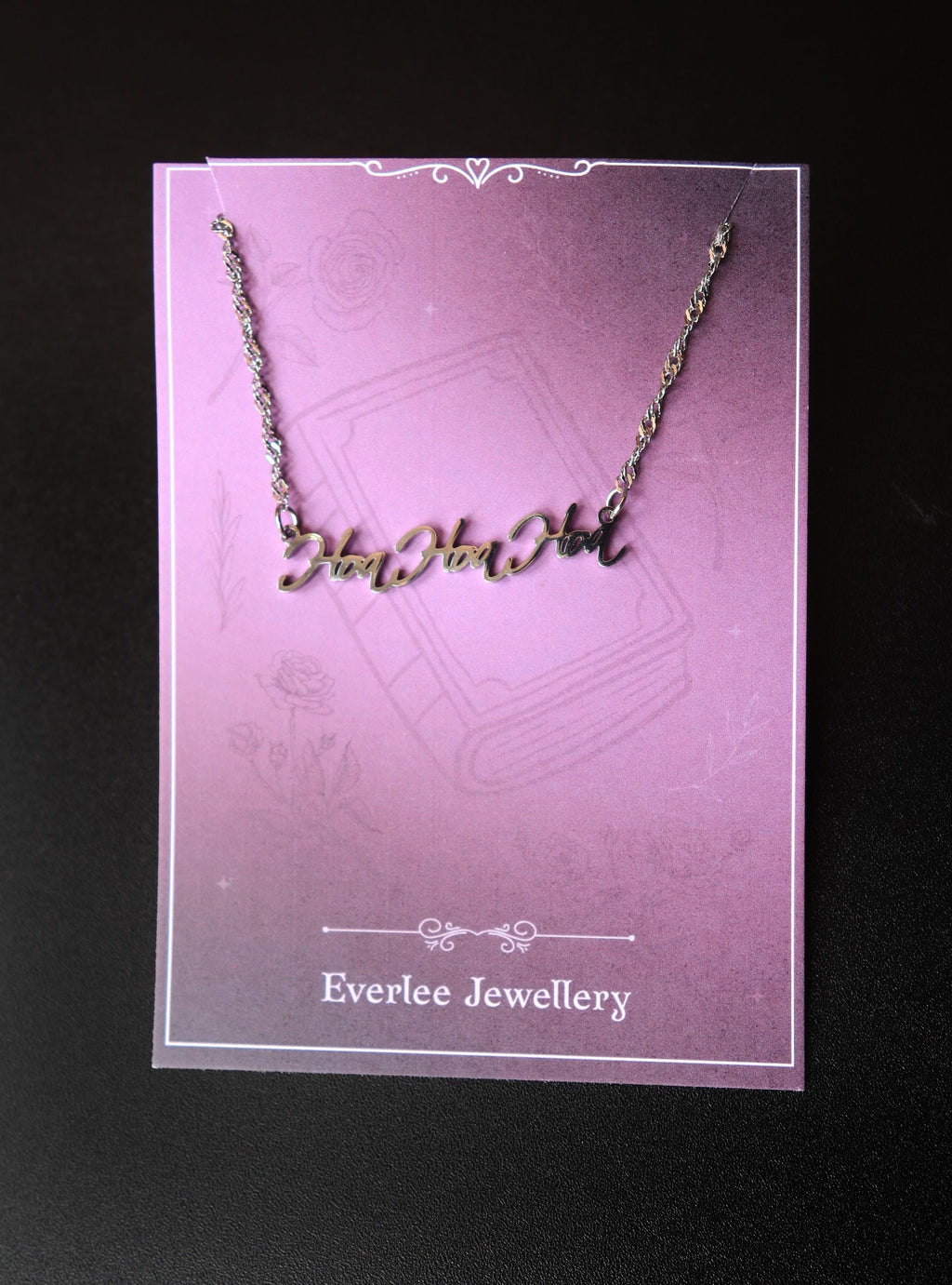 Hoa Hoa Hoa Name Necklace, Twilight Autumn Fall Season Jewellery, Funny Gift, Stainless Steel Gold and Silver